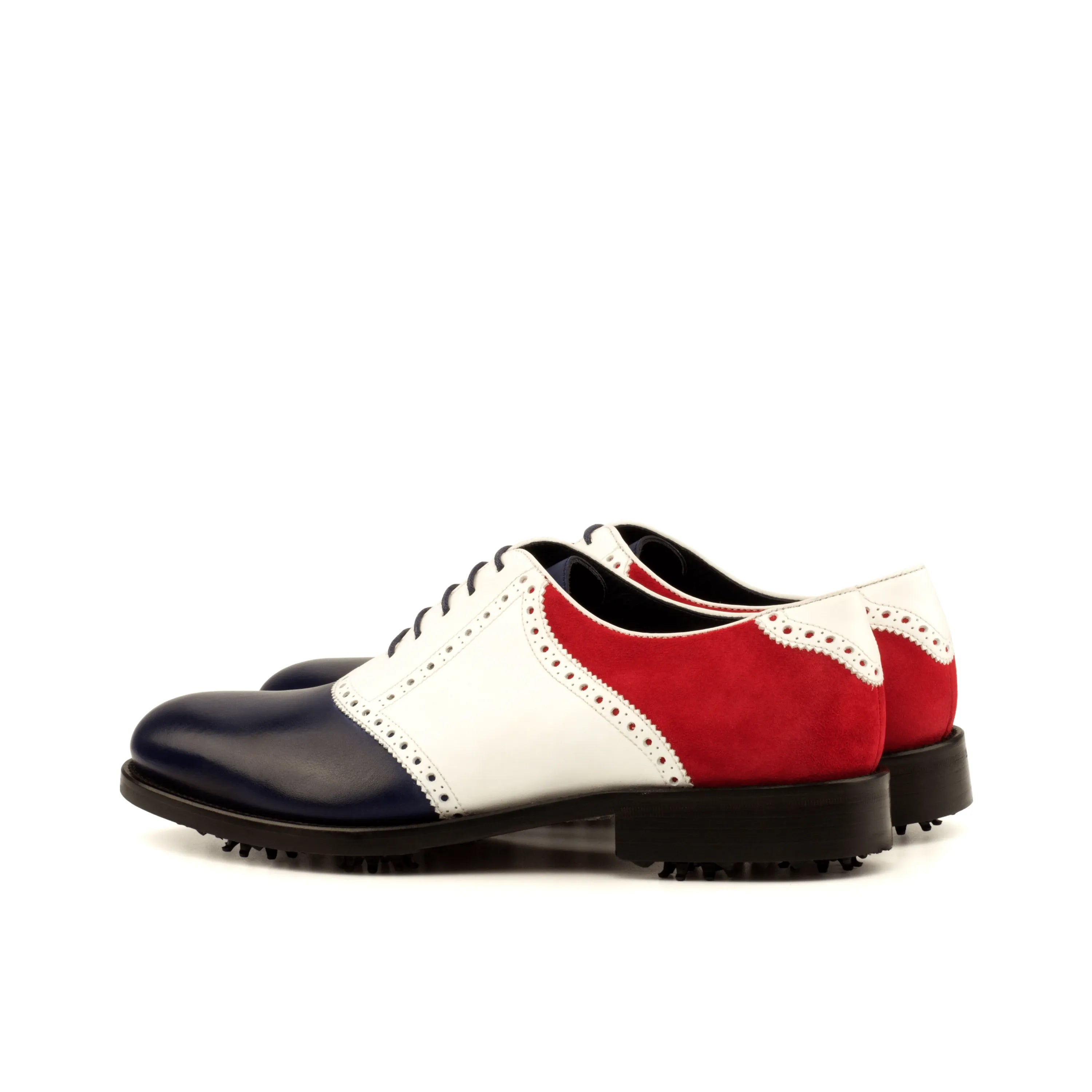 Rotimi saddle golf shoes in tricolored design, oxford golf shoes