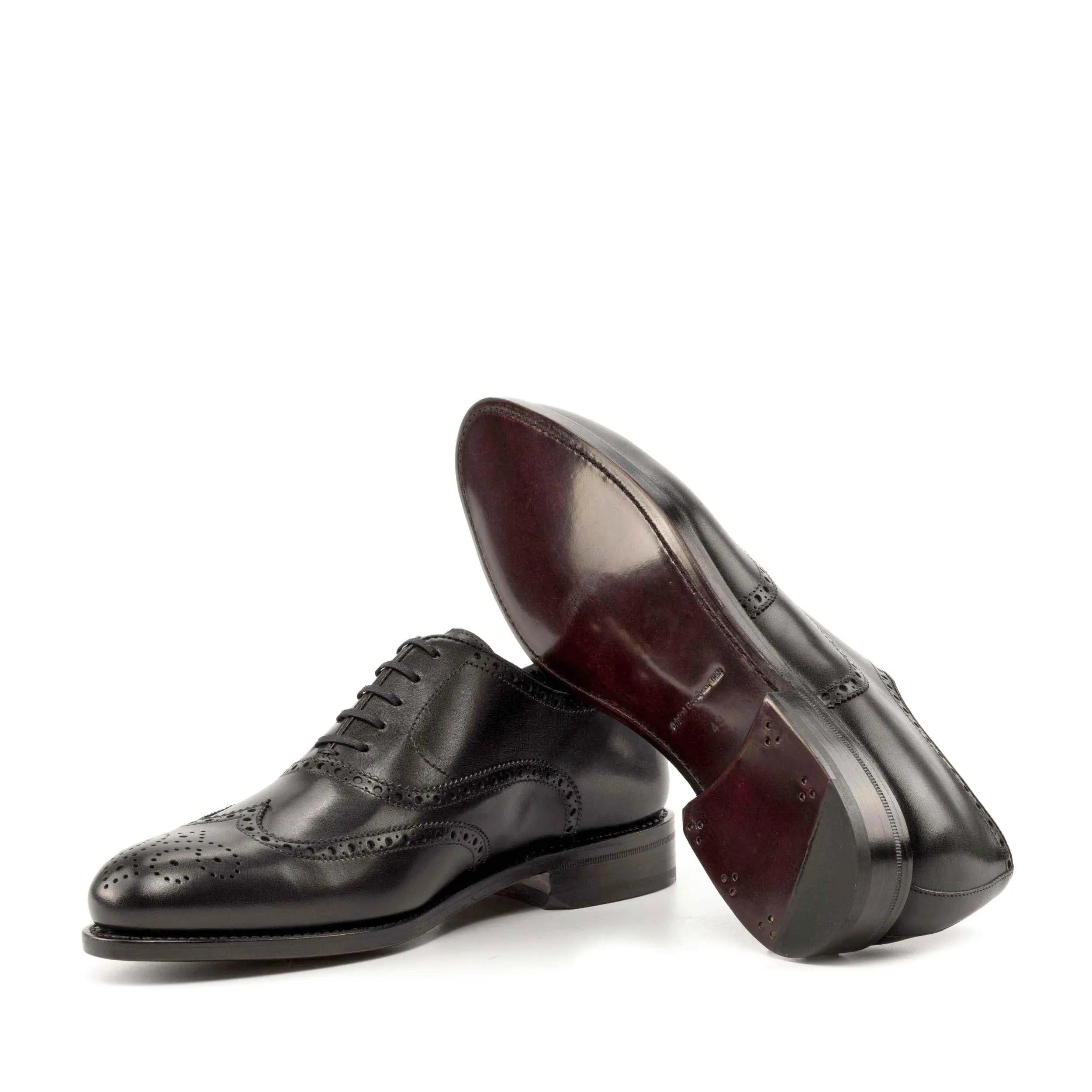 Pair of black leather Rover full brogue shoes II