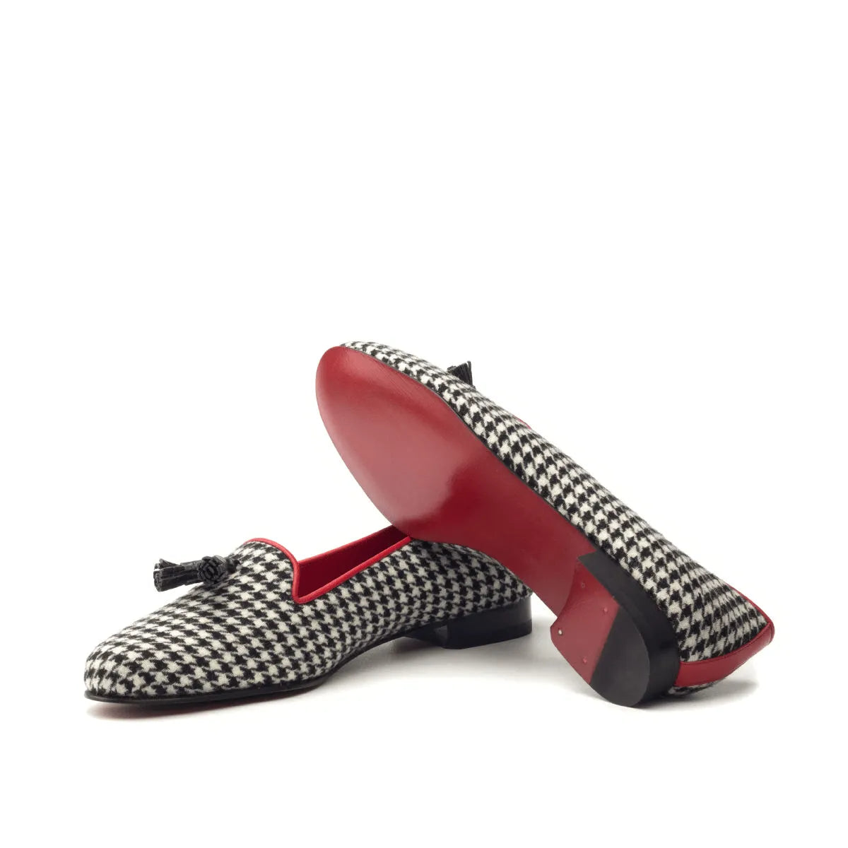 Sappho Rose Ladies slipon houndstooth loafers with red soles