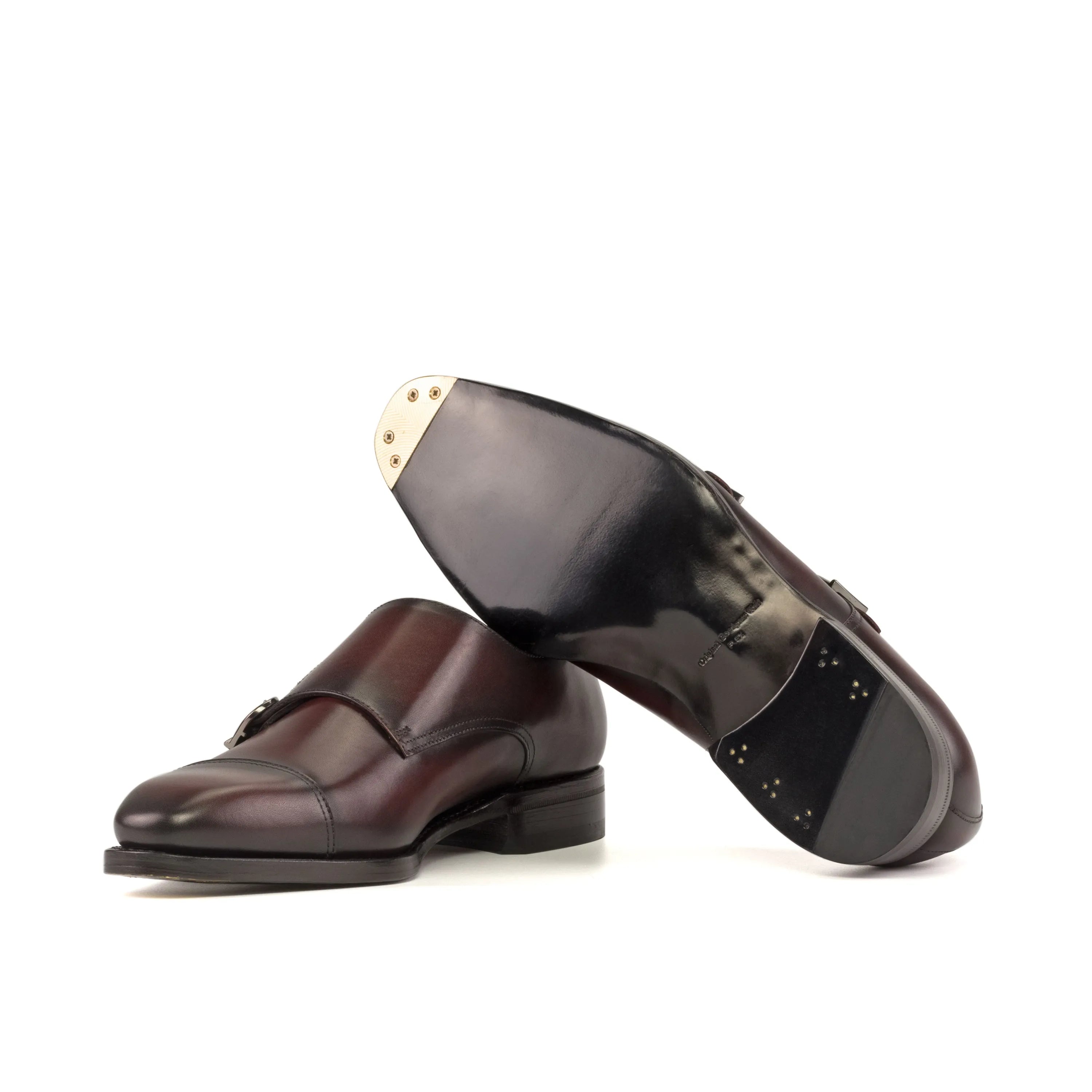 Burgundy leather Sarg Double Monk II shoes pair