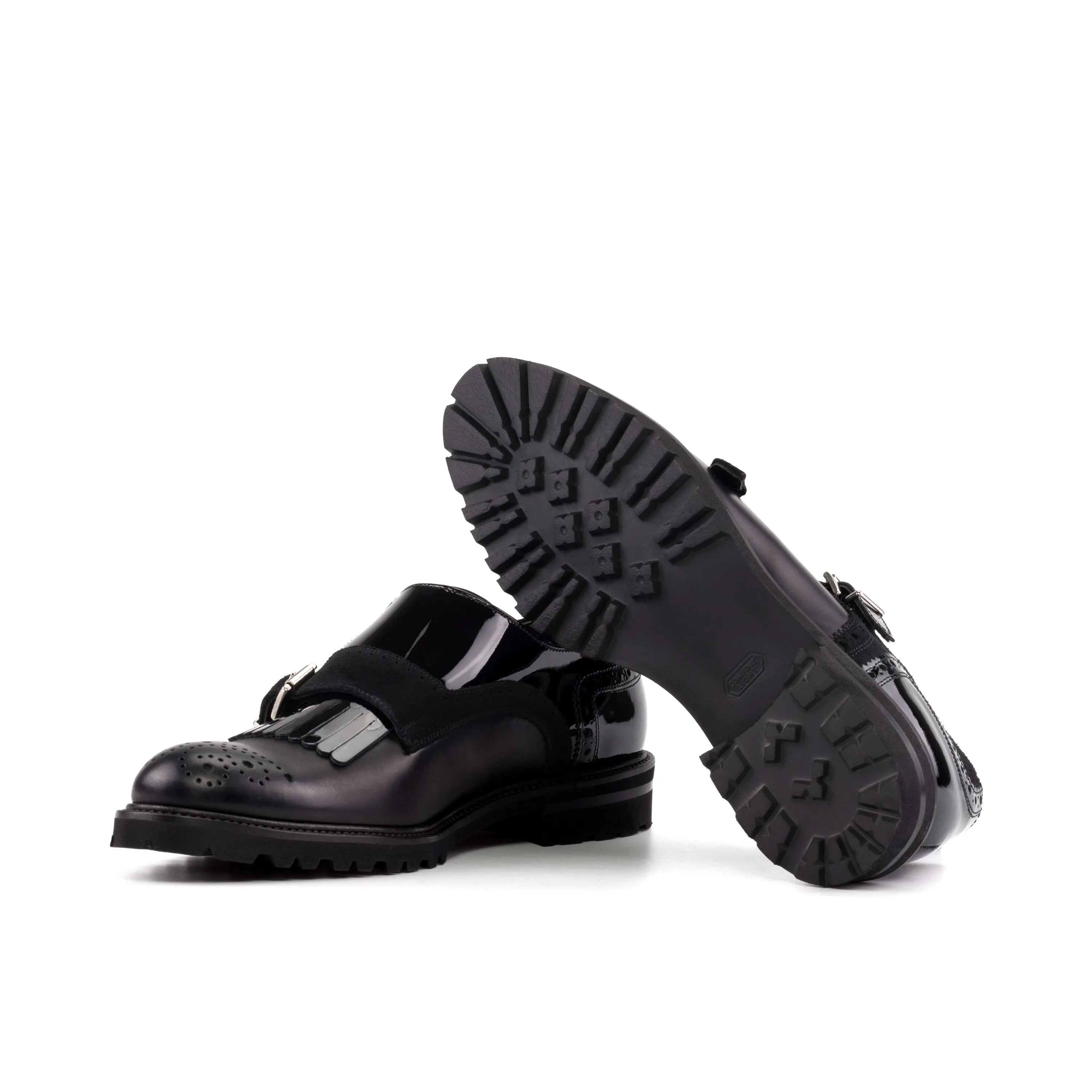 Shiv Kiltie Unisex Monk Strap II black patent leather Mary Janes