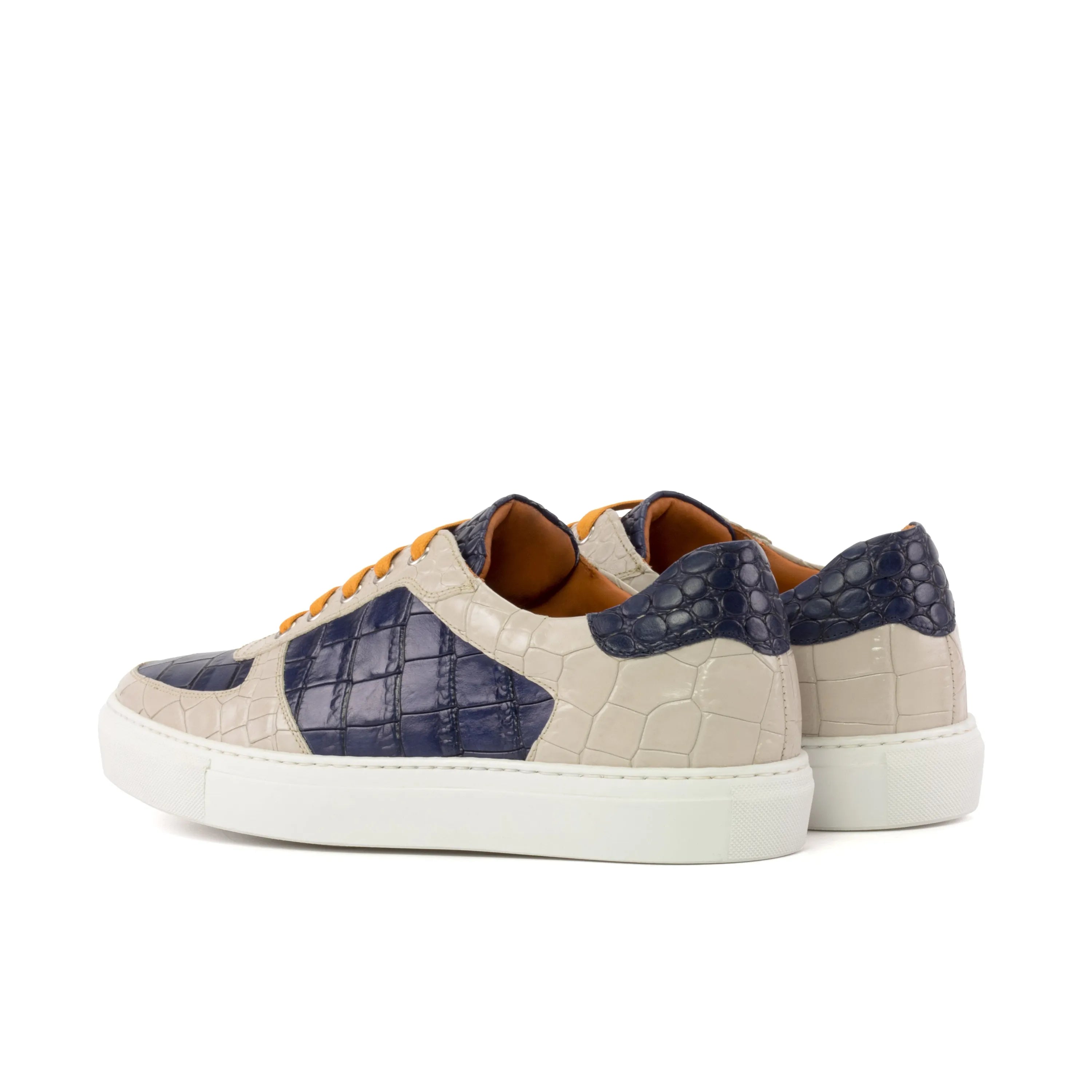Sunda Low painted croco trainer sneakers with two-toned crocodile texture