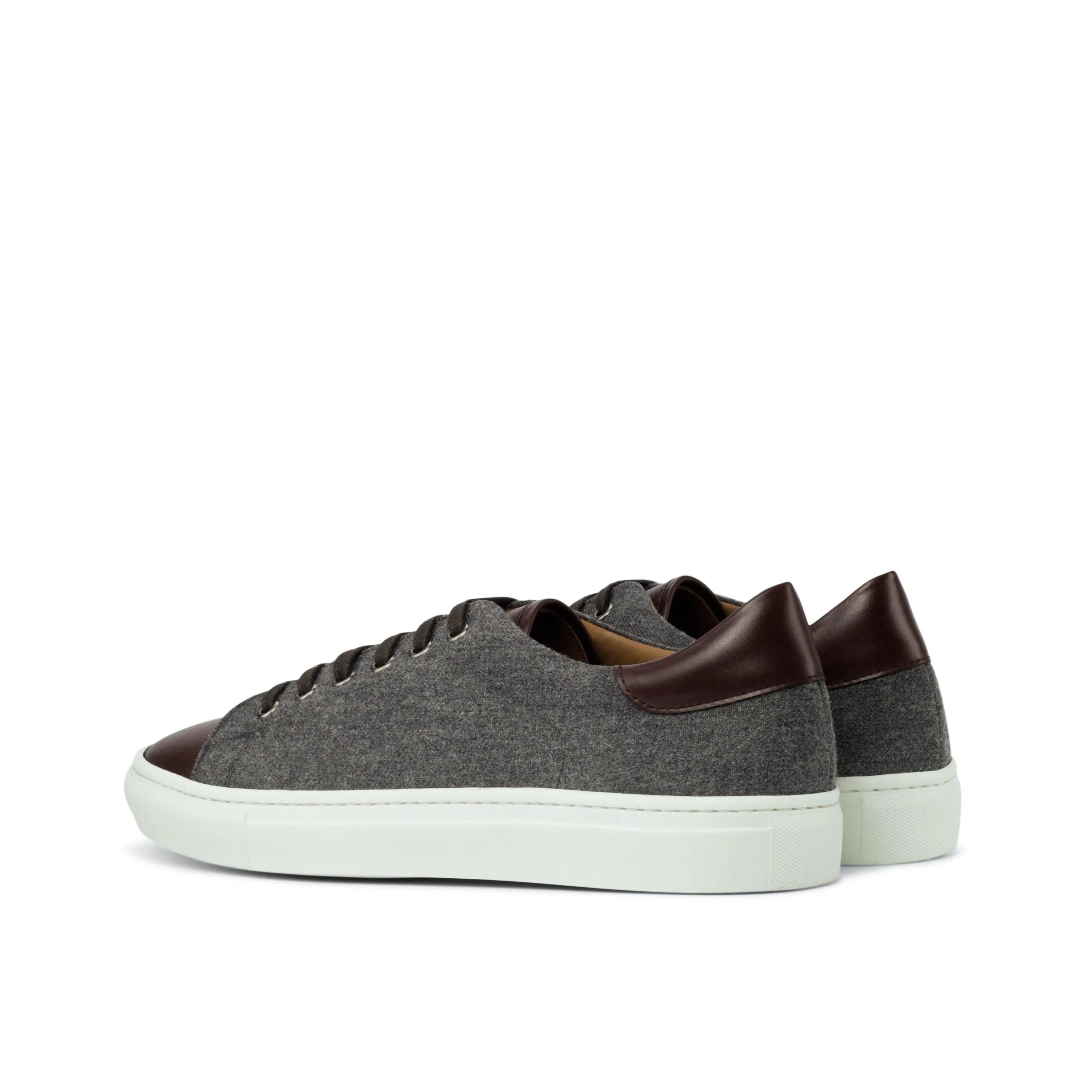 Gray and burgundy Supera Trainer Sneakers cupsole trainer back view