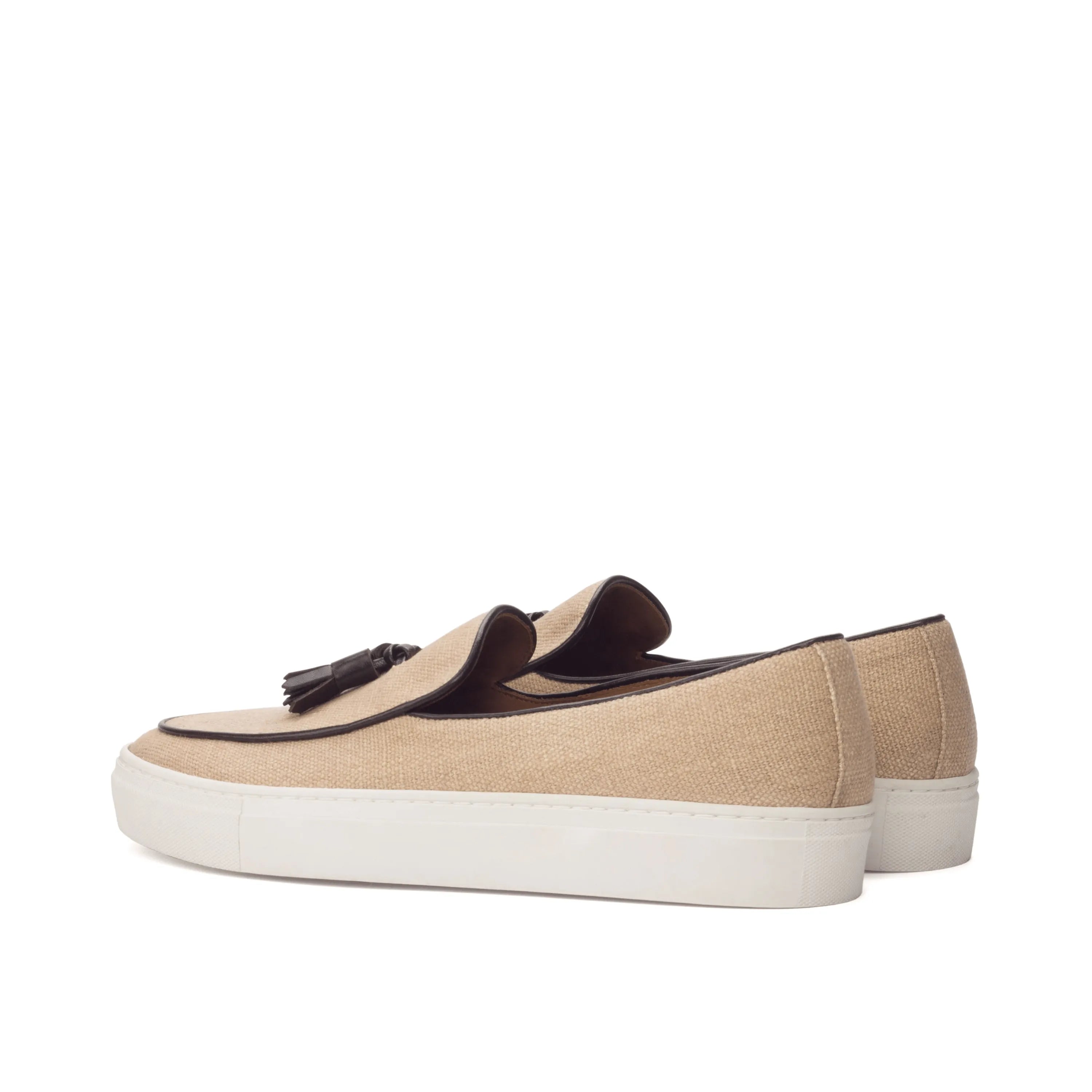 Tonny Belgian sneaker: beige tassel Belgian loafer in calf leather with white platform sole