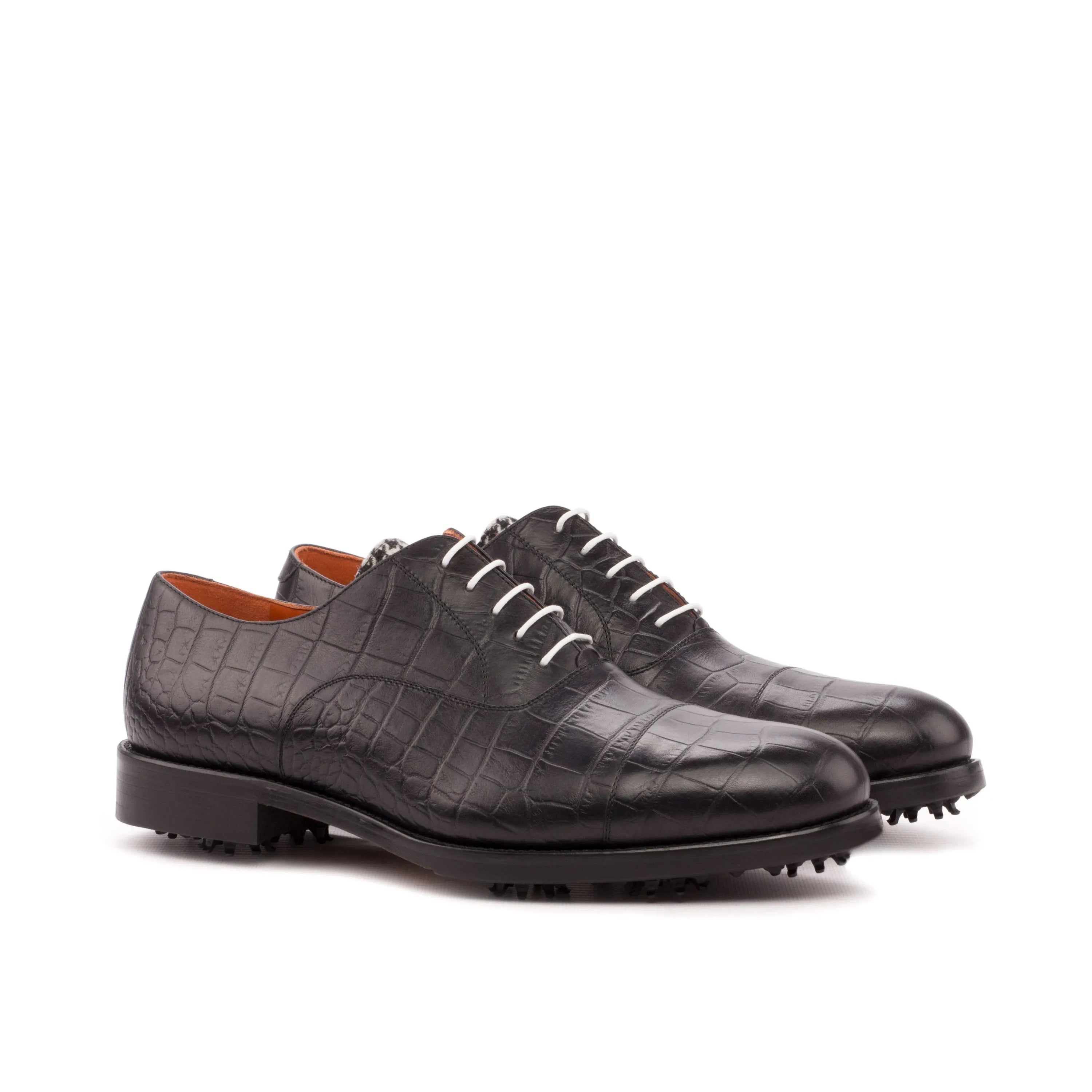 Toros oxford golf shoes in black crocodile leather