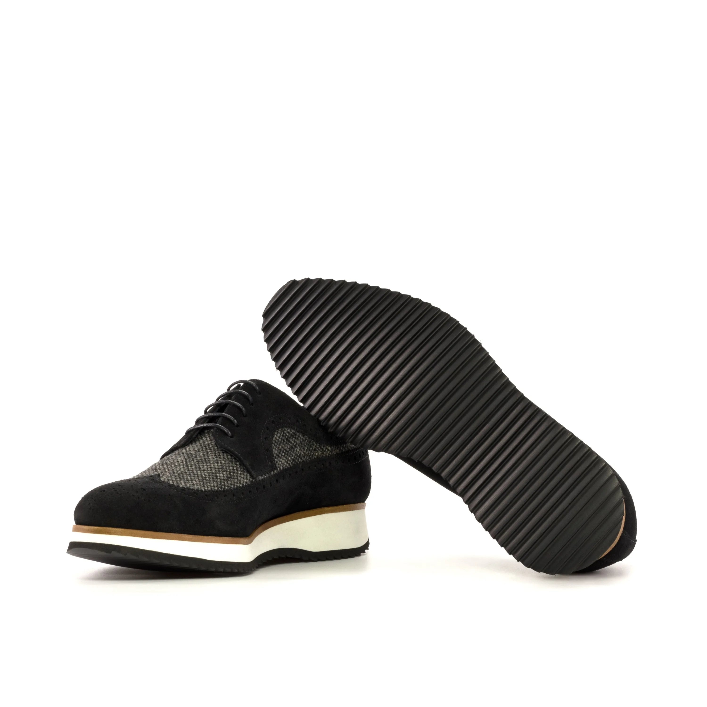 Town Longwing Blucher Shoes II black and gray wingtip shoe