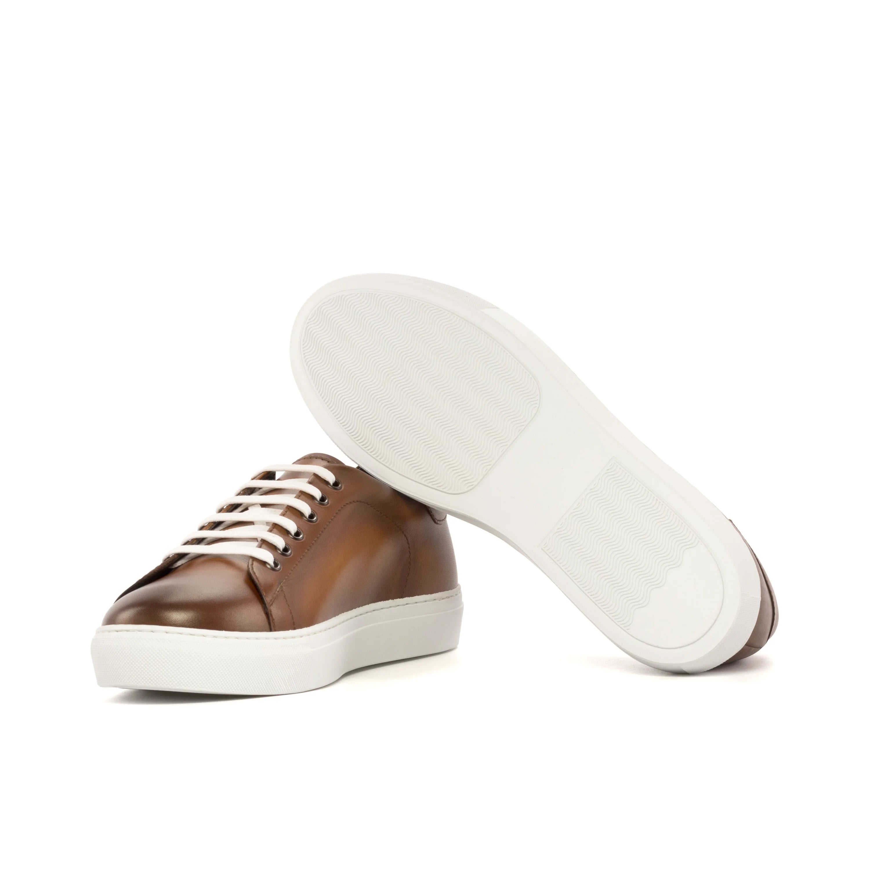 Treasure Trainer cupsole trainer in brown calf leather with white sole