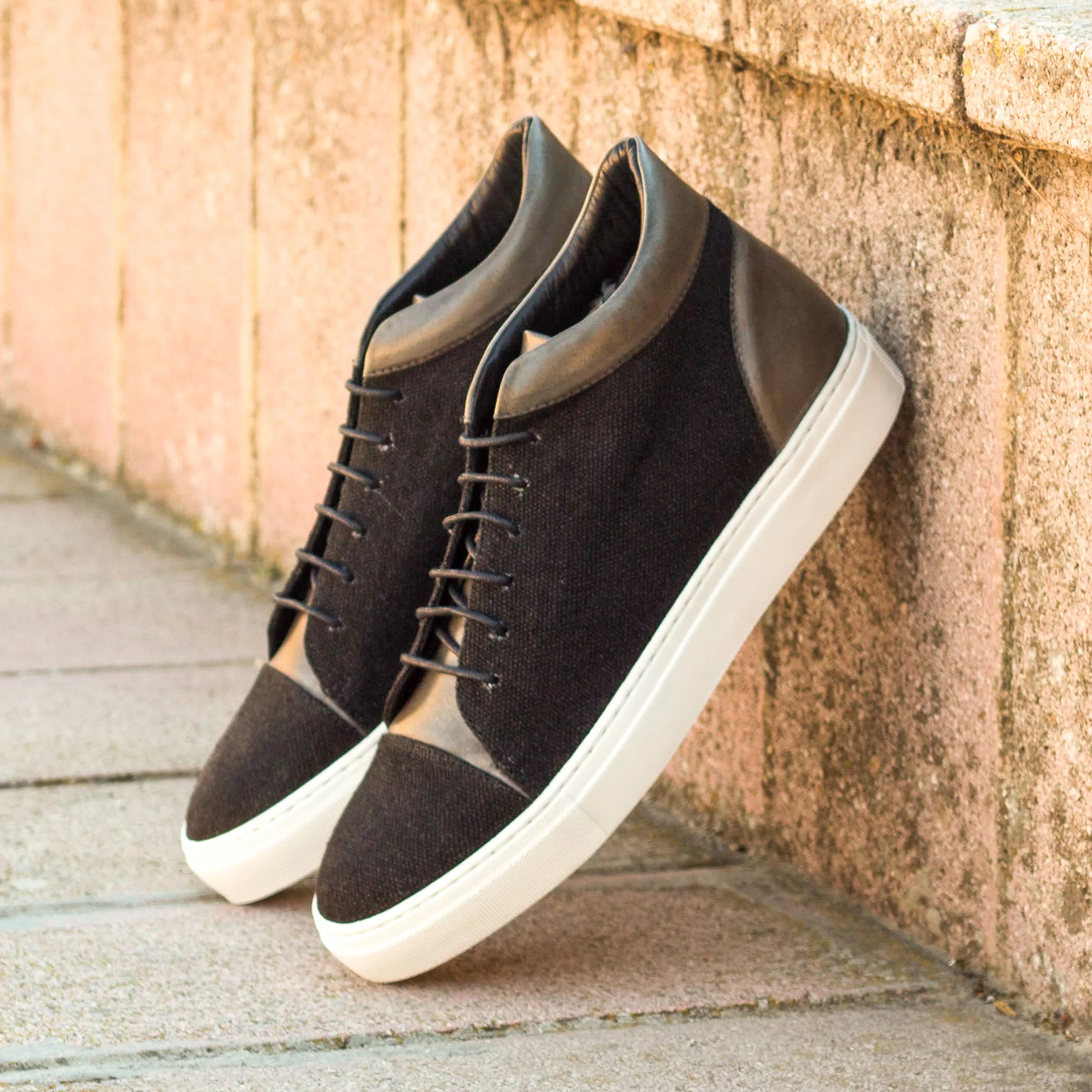 Vega high black and brown luxury bespoke high-top sneakers