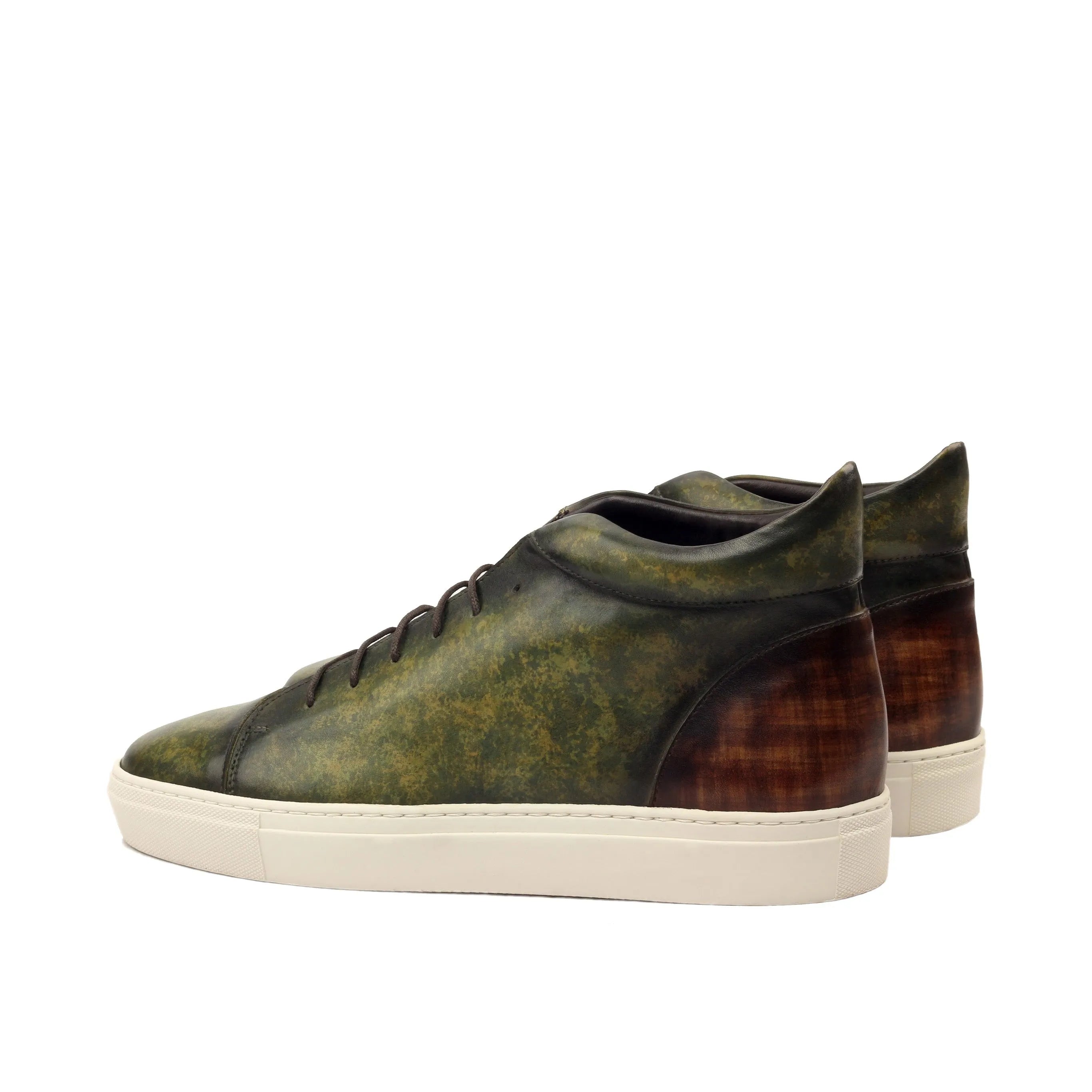 Vegas Patina high top sneakers in olive green, back view