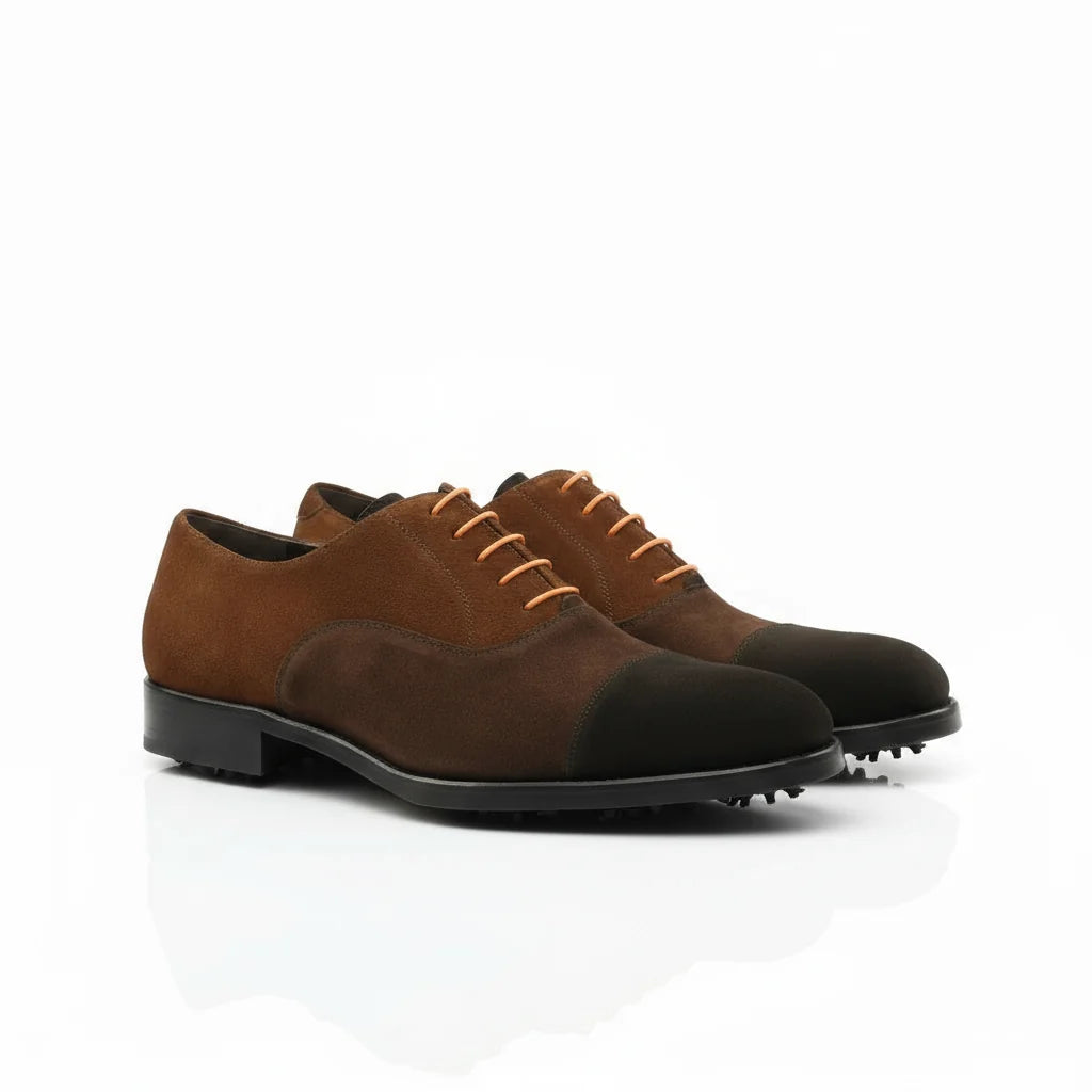 Vardon Oxford Golf Shoes — two-tone brown leather