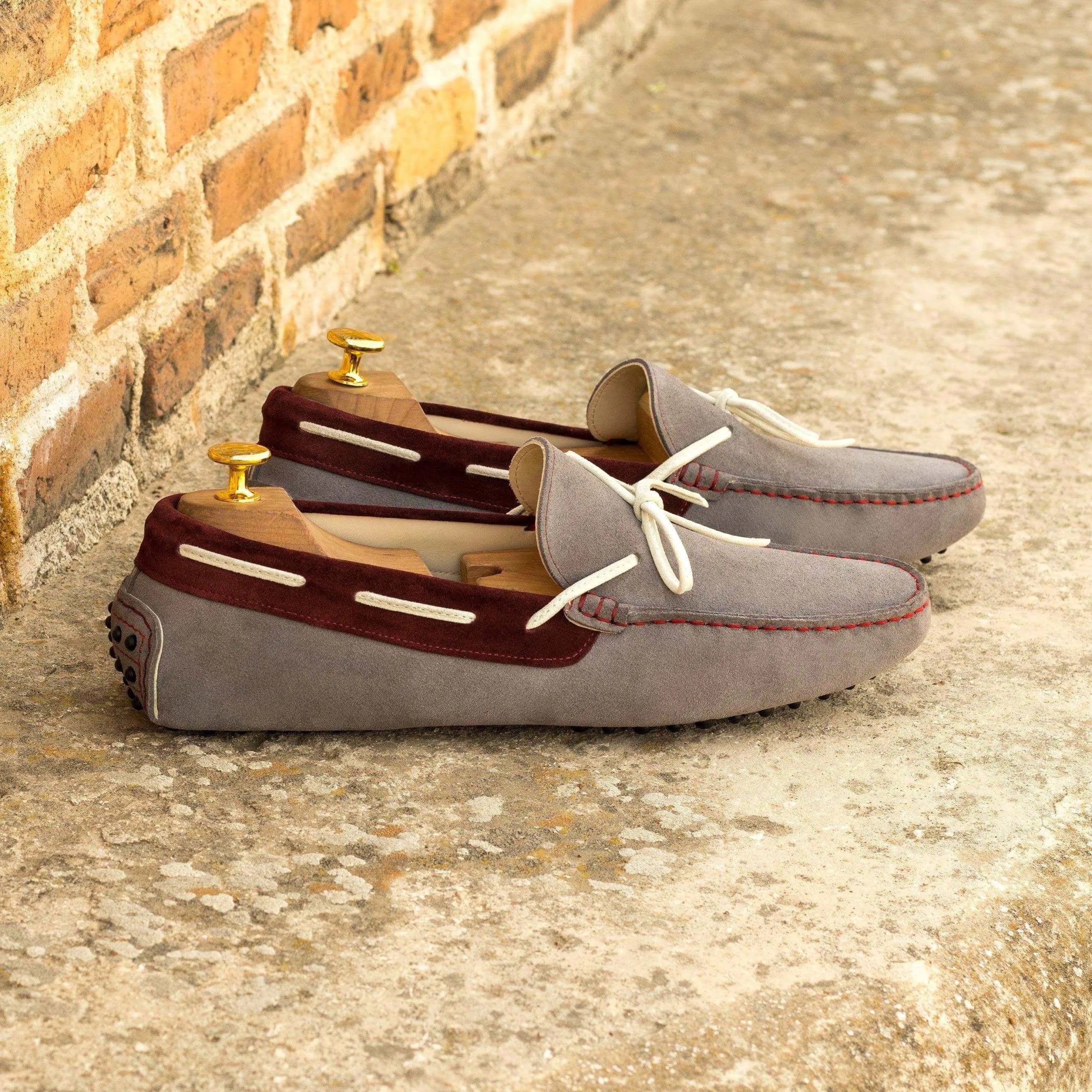 Gray suede 1986 Driver loafers, comfortable driving style for cart