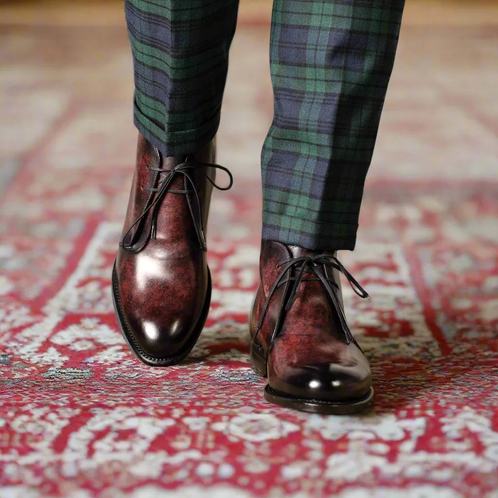 Burgundy leather 5944 Patina Chukka Boots