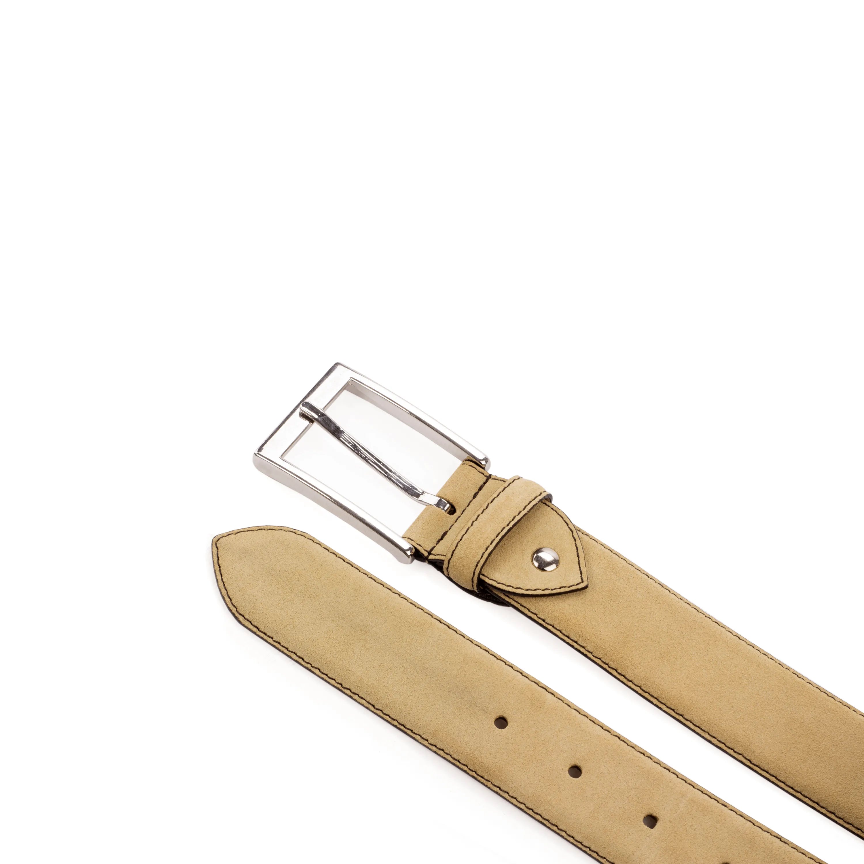Aaron Hamptons belt in tan leather with silver buckle