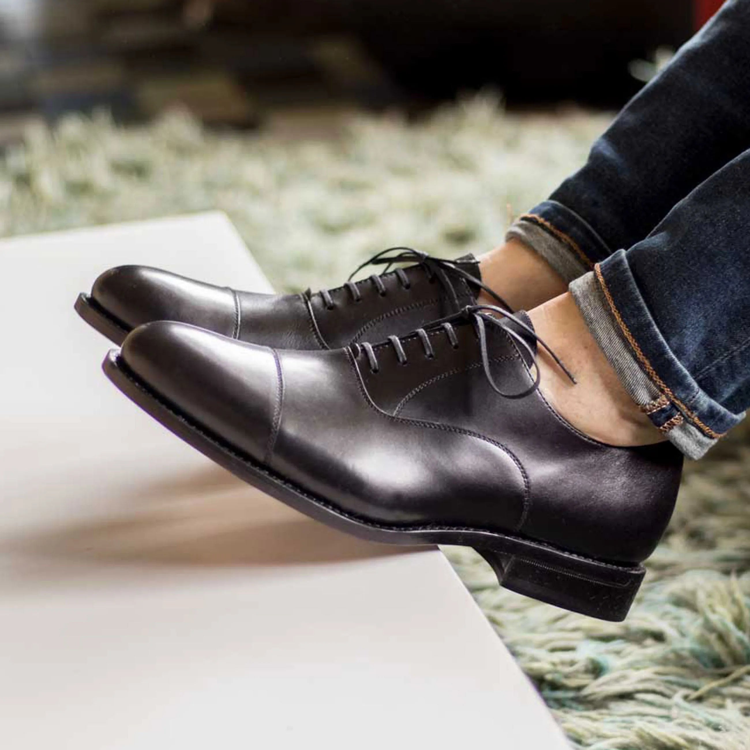 Pair of black leather Ales Oxford shoes from Fast Lane