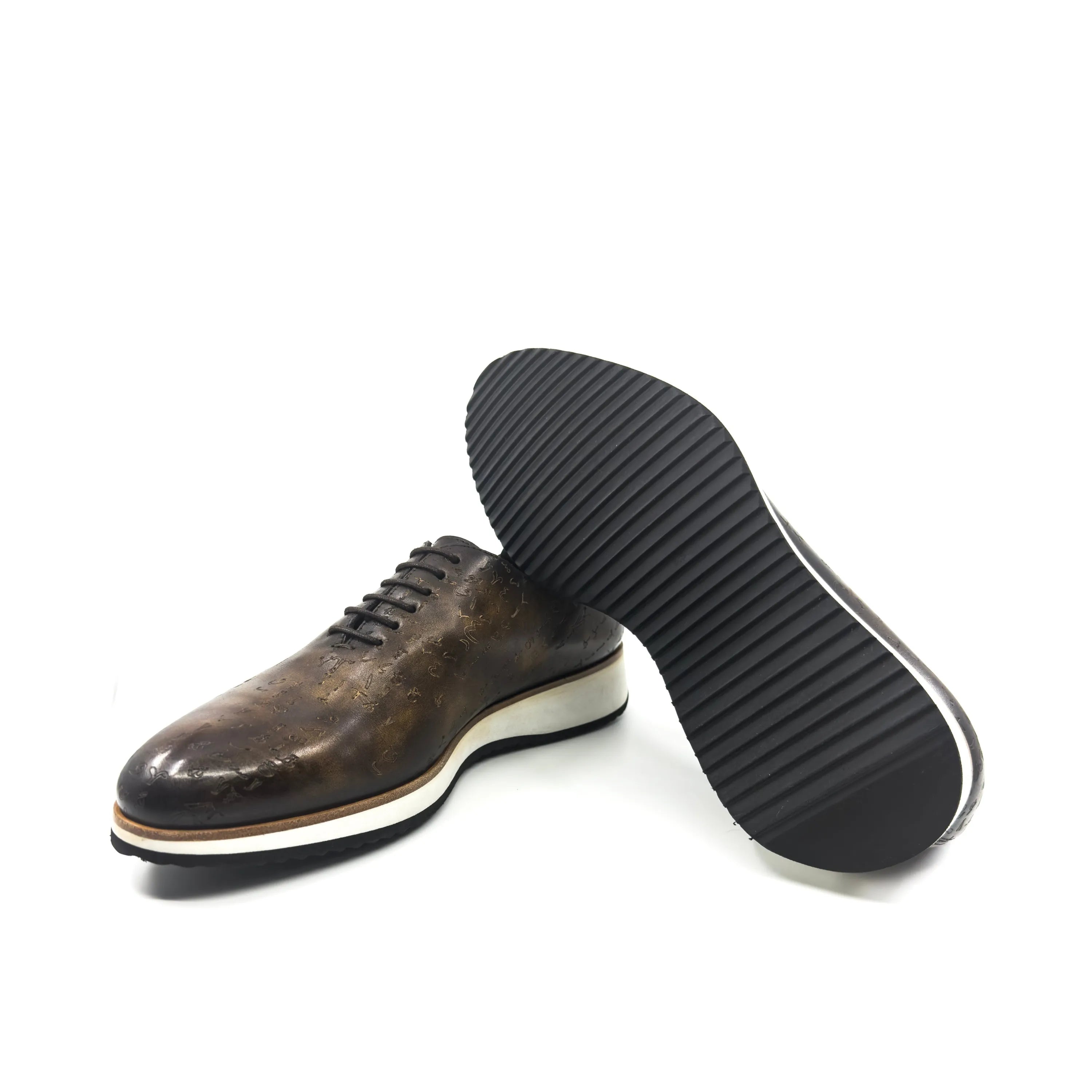 Brown Arabic Matrix II patina wholecut shoe in Italian crust leather