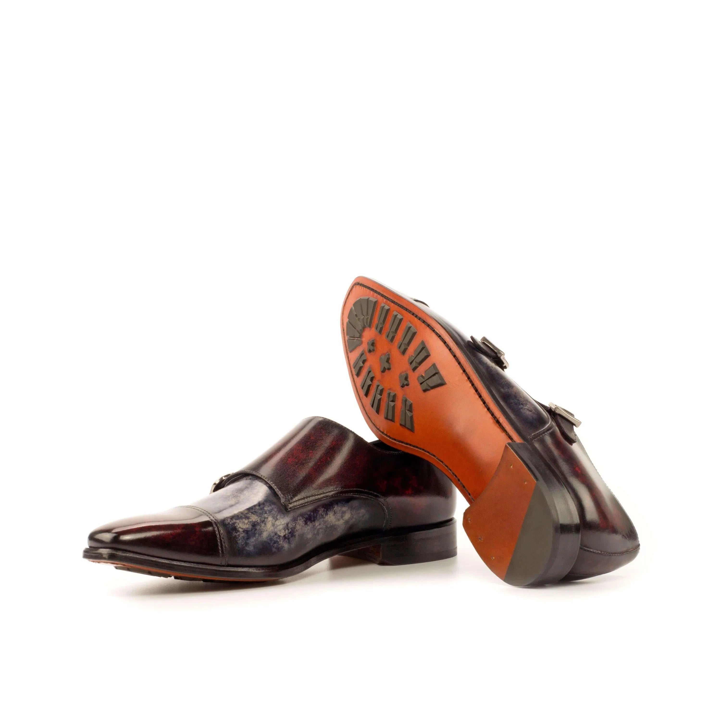 ATL Double Monk Patina II burgundy leather monk strap shoes