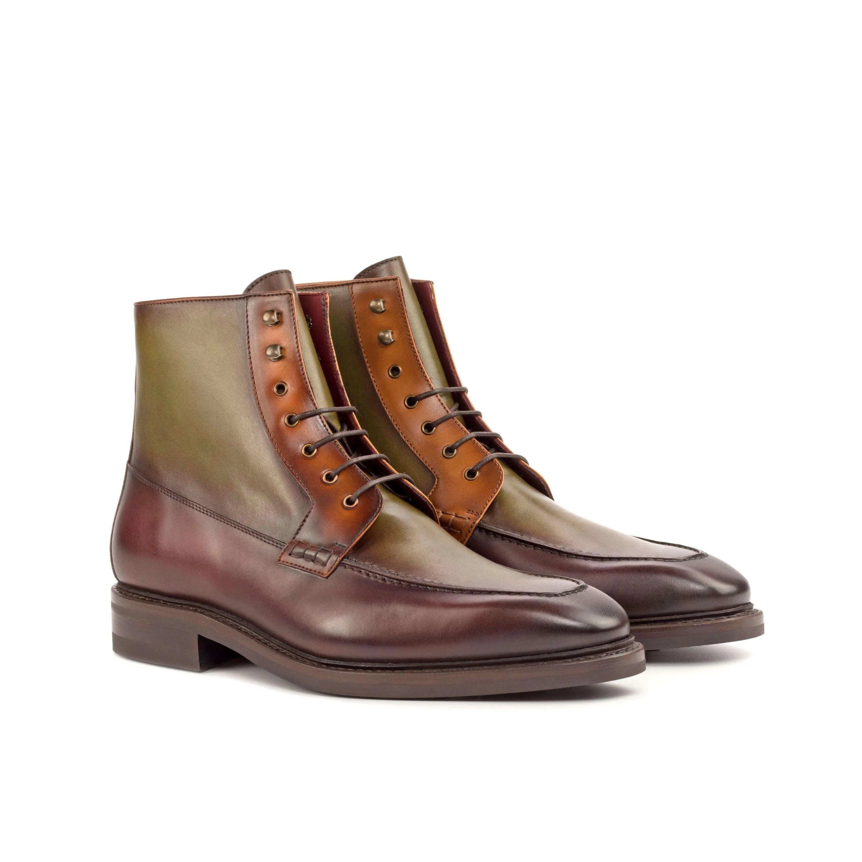 Birmingham moc boot with two-toned leather lace-up design