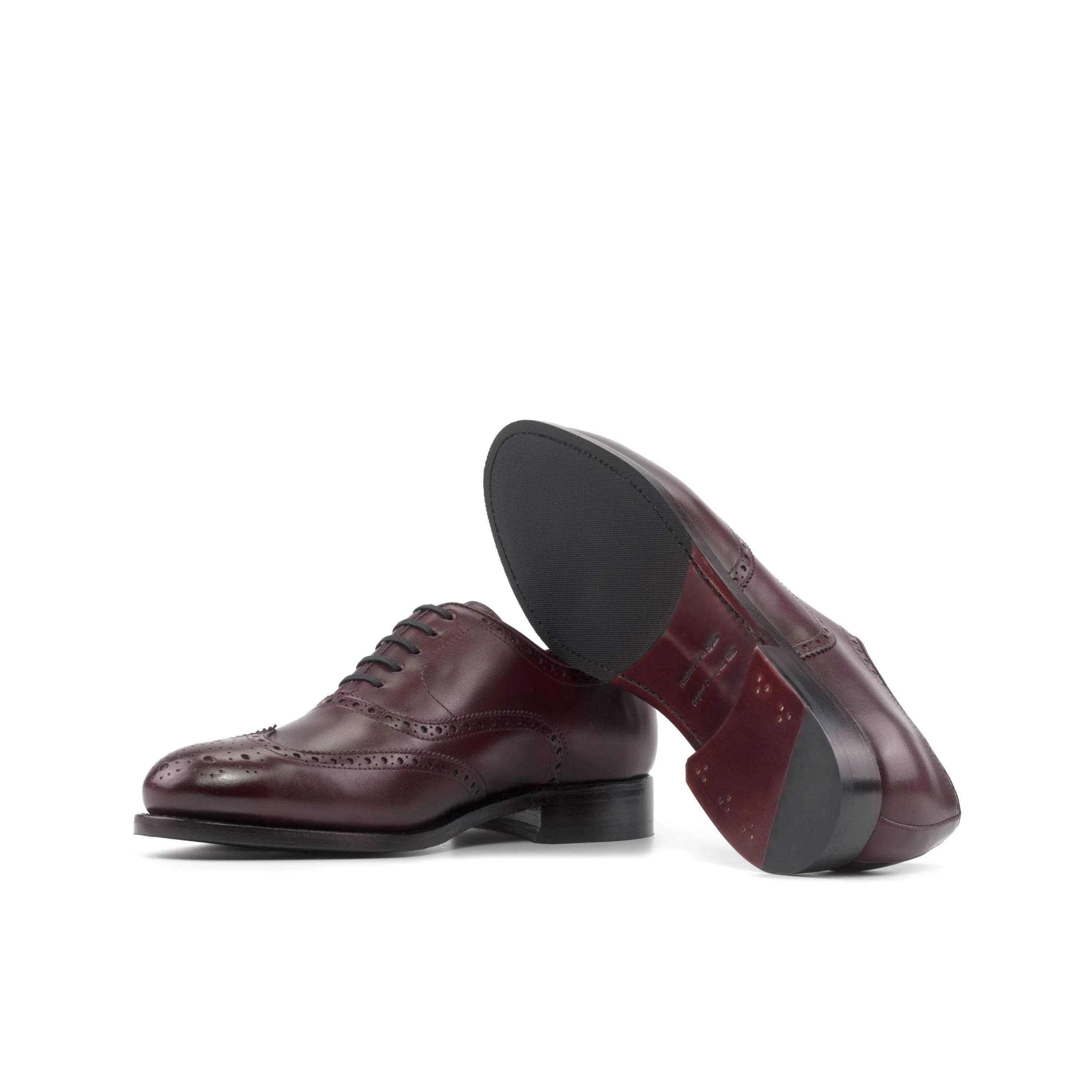 Borock full brogue burgundy leather wingtip dress shoes