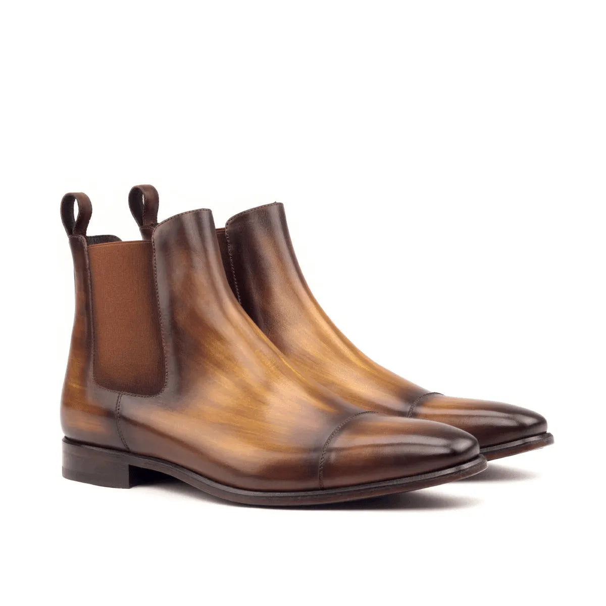 Caratacos patina Chelsea boots II pair of brown leather Chelsea boots