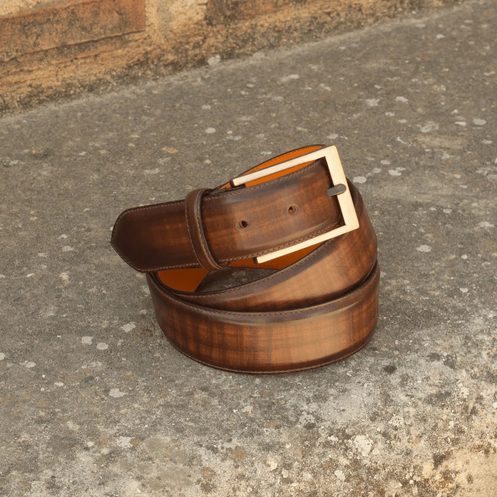 Cheung Hampton Belt II brown leather belt with gold buckle