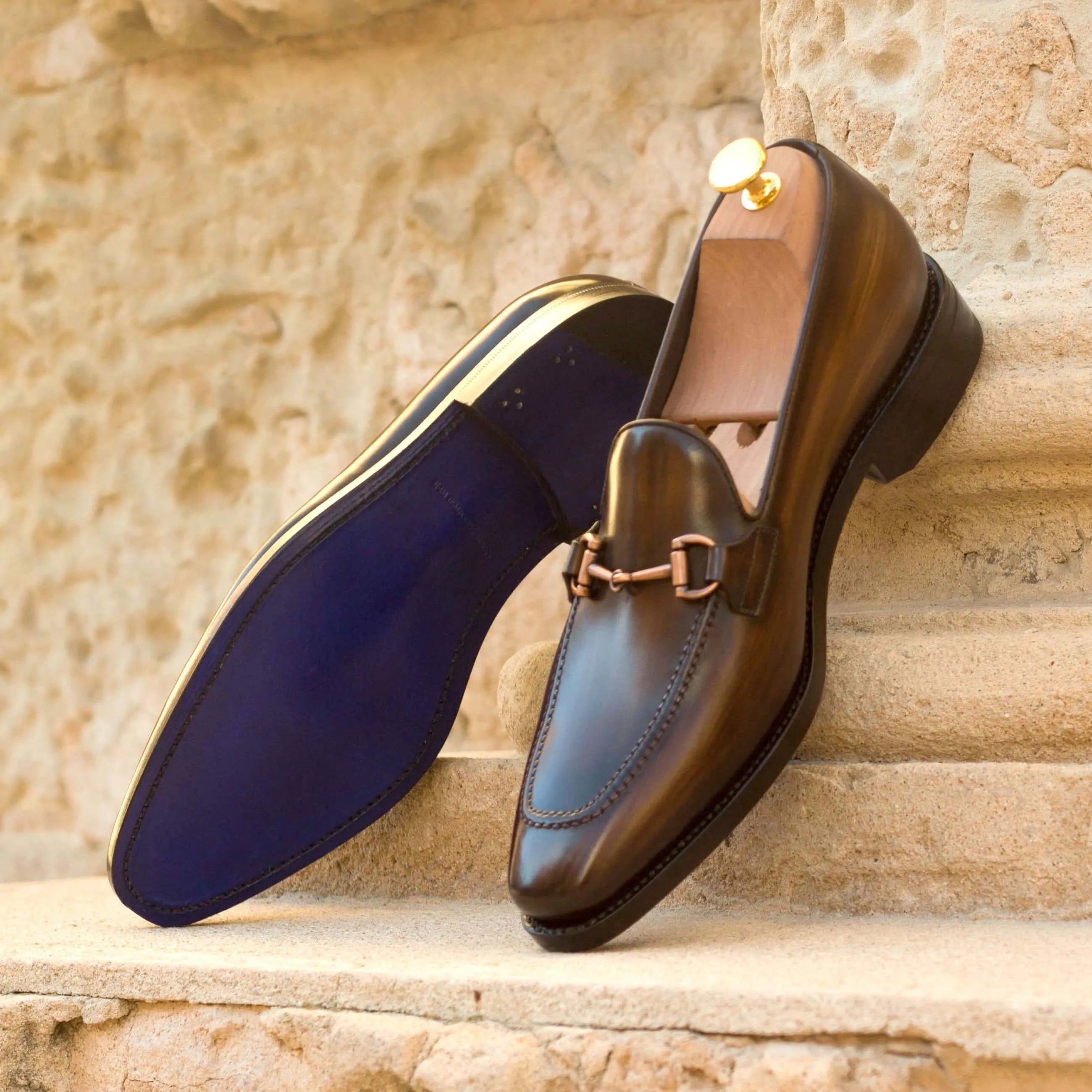Cicli Patina loafers in brown leather with horsebit detail