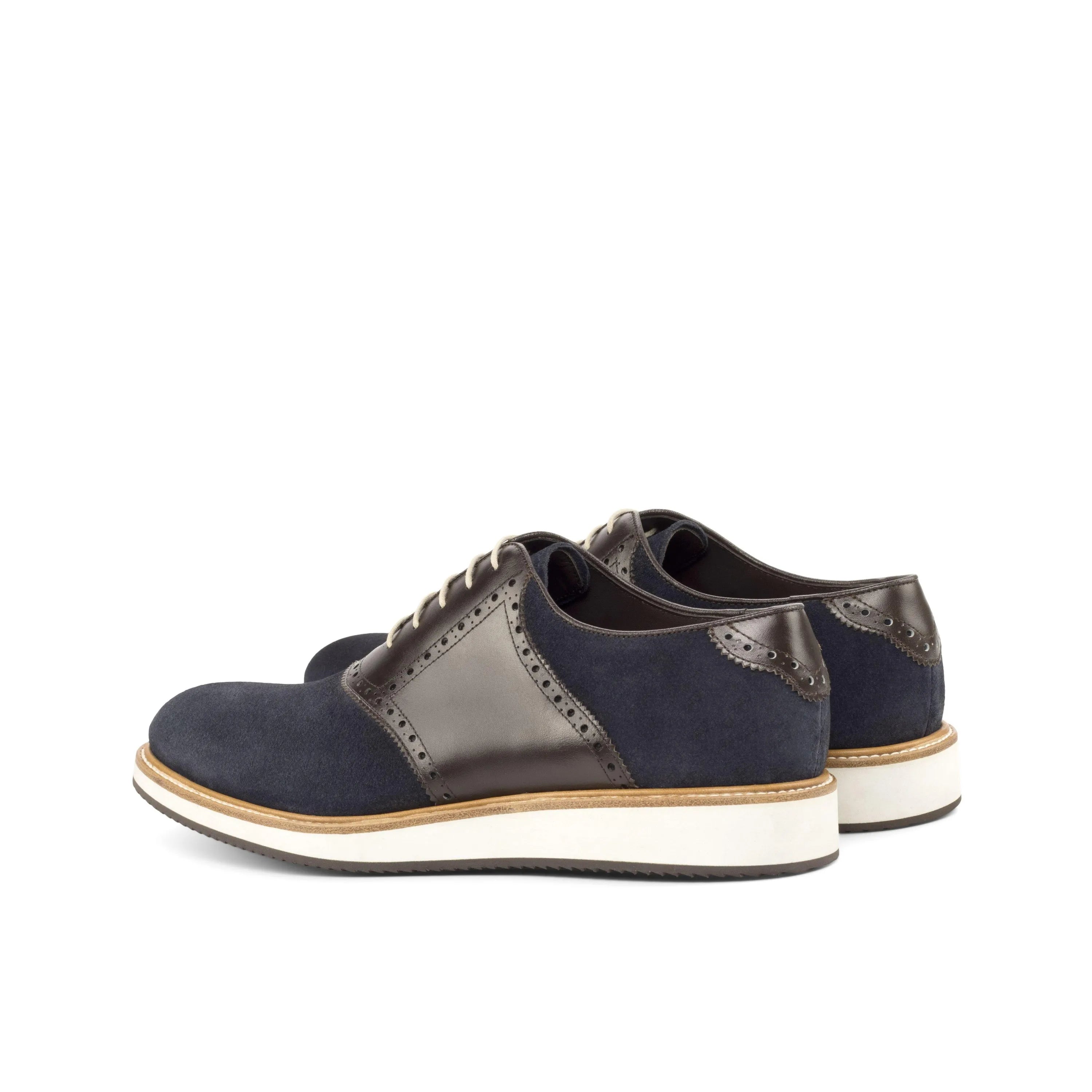 D49 saddle shoes: mens navy and brown leather dress shoes