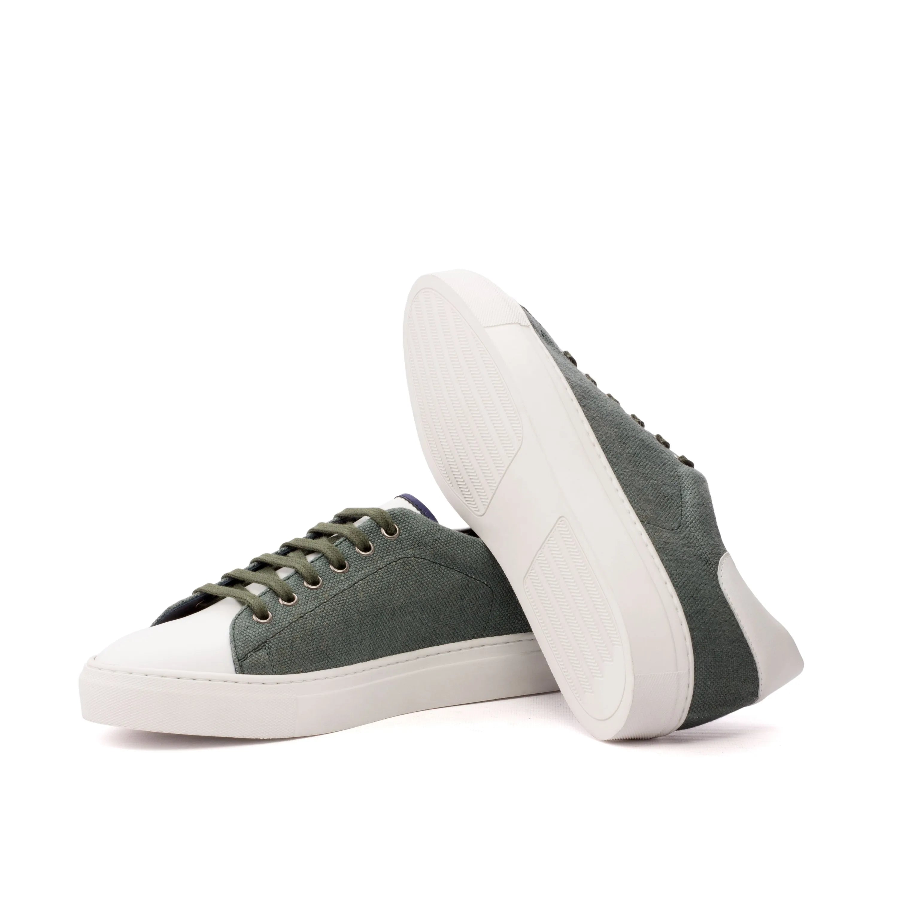 Olive green canvas Davit Trainer Sneaker back view