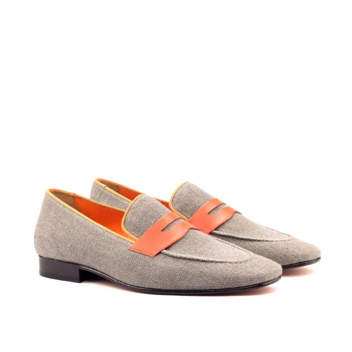 Gray and orange Delight Drake slipon penny loafers