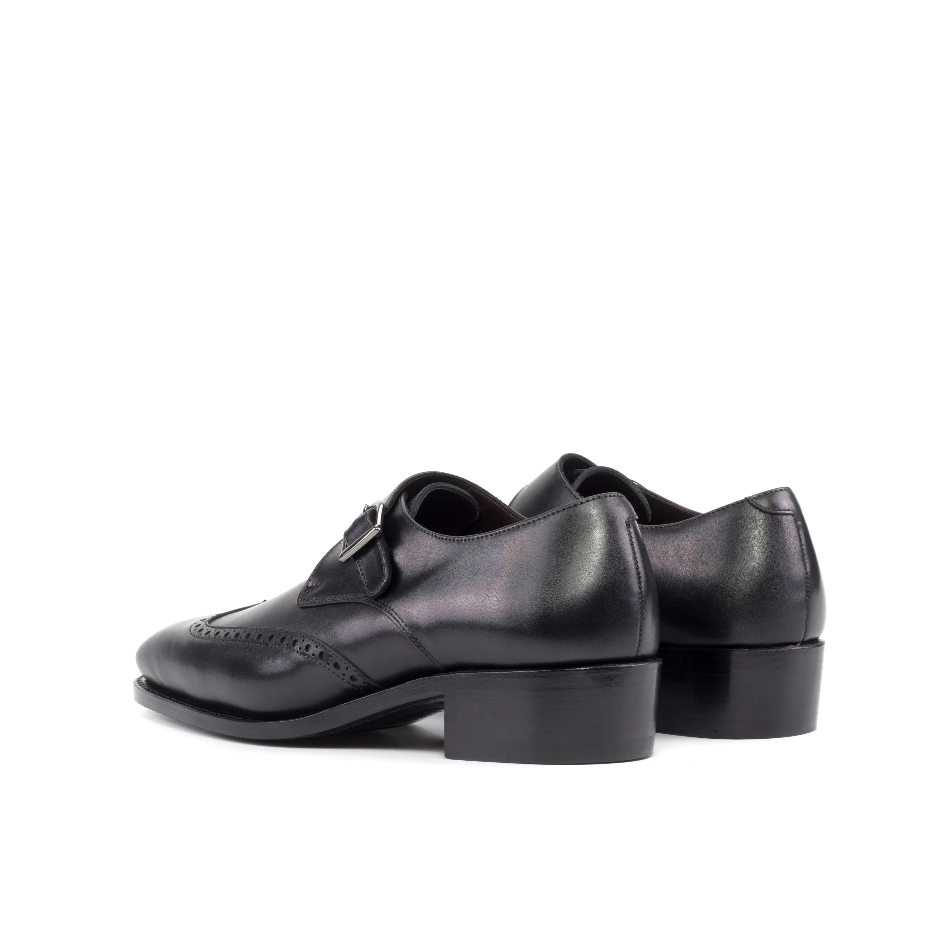 Deluca Single Monk II black leather monk strap shoes