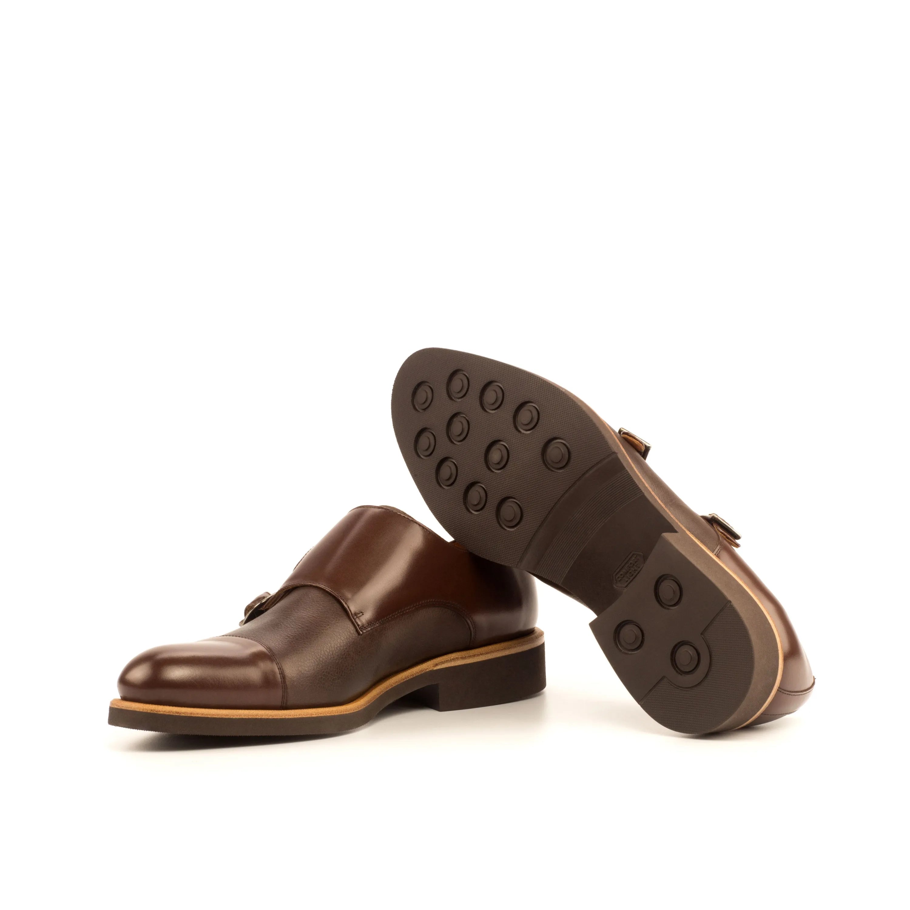 DMC Double Monk brown leather shoes with double monk patina