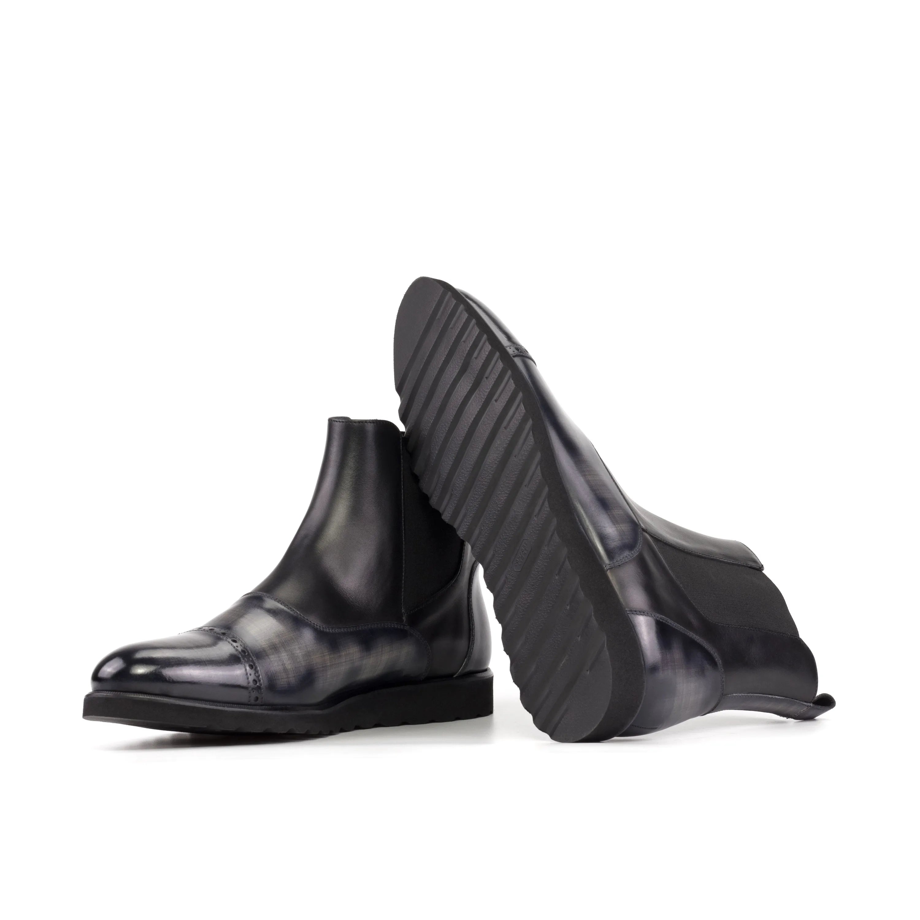 Pair of black leather Elysian Patina Chelsea boots