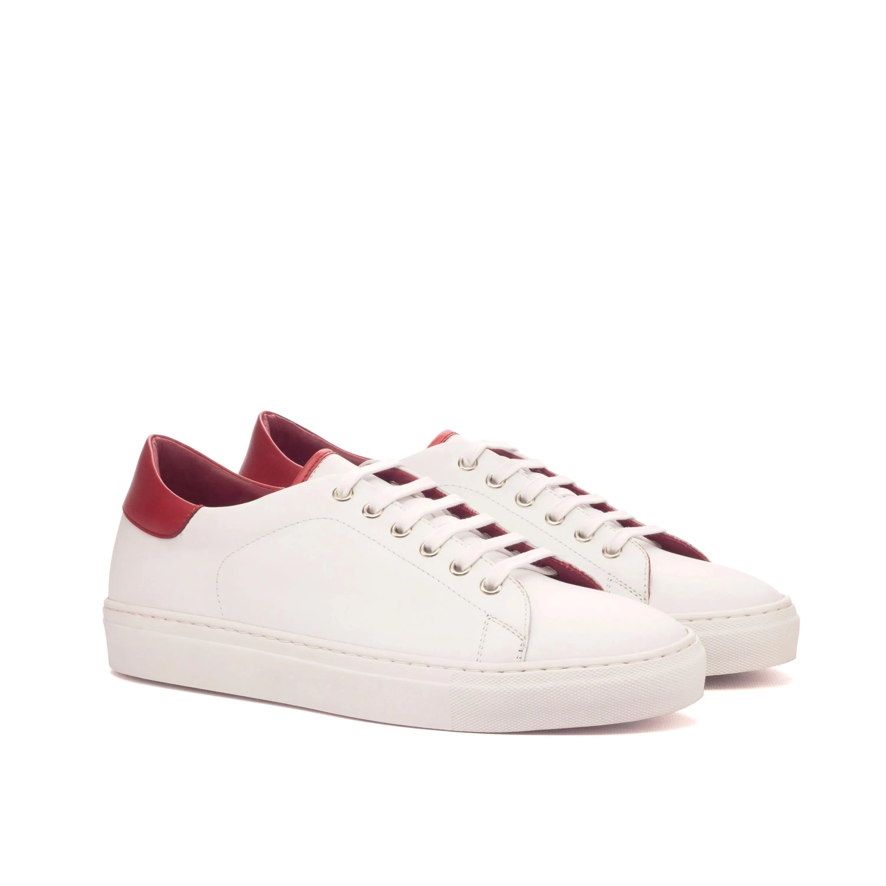 White Fridays Trainer Sneakers with red accents on leather cupsole trainer