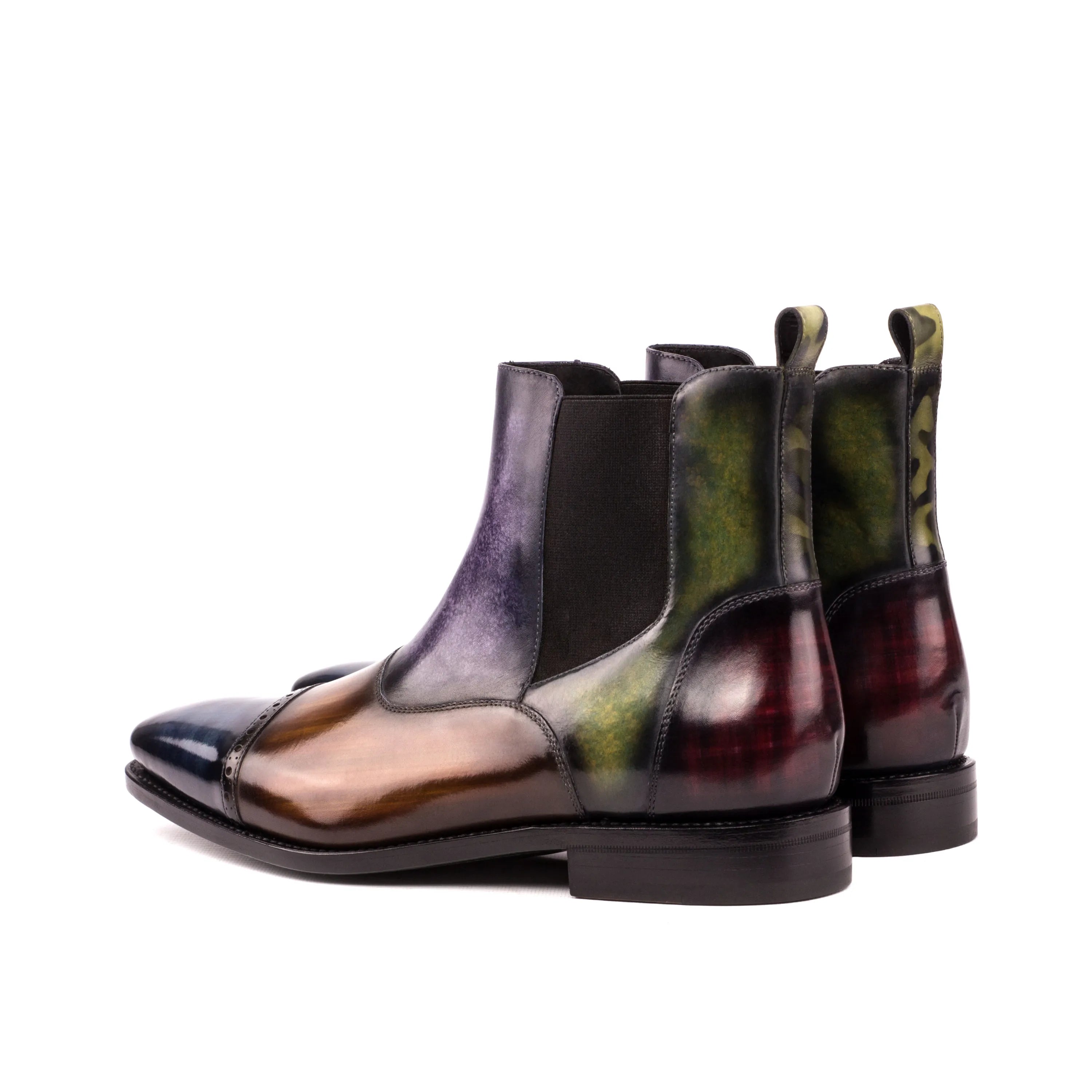 Glaucia Chelsea boots with two-toned leather and crust patina