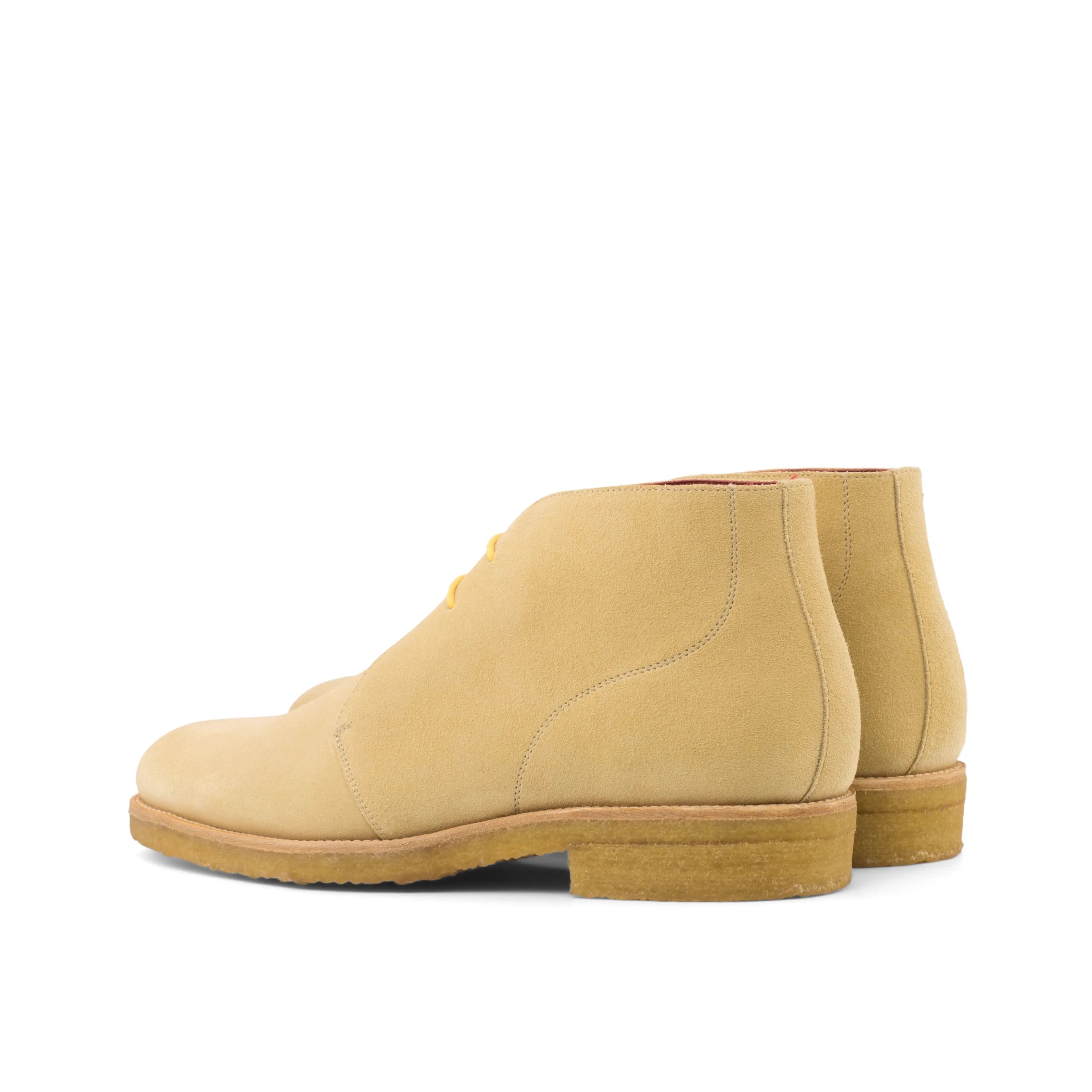 Tan suede Gmar chukka boots back view