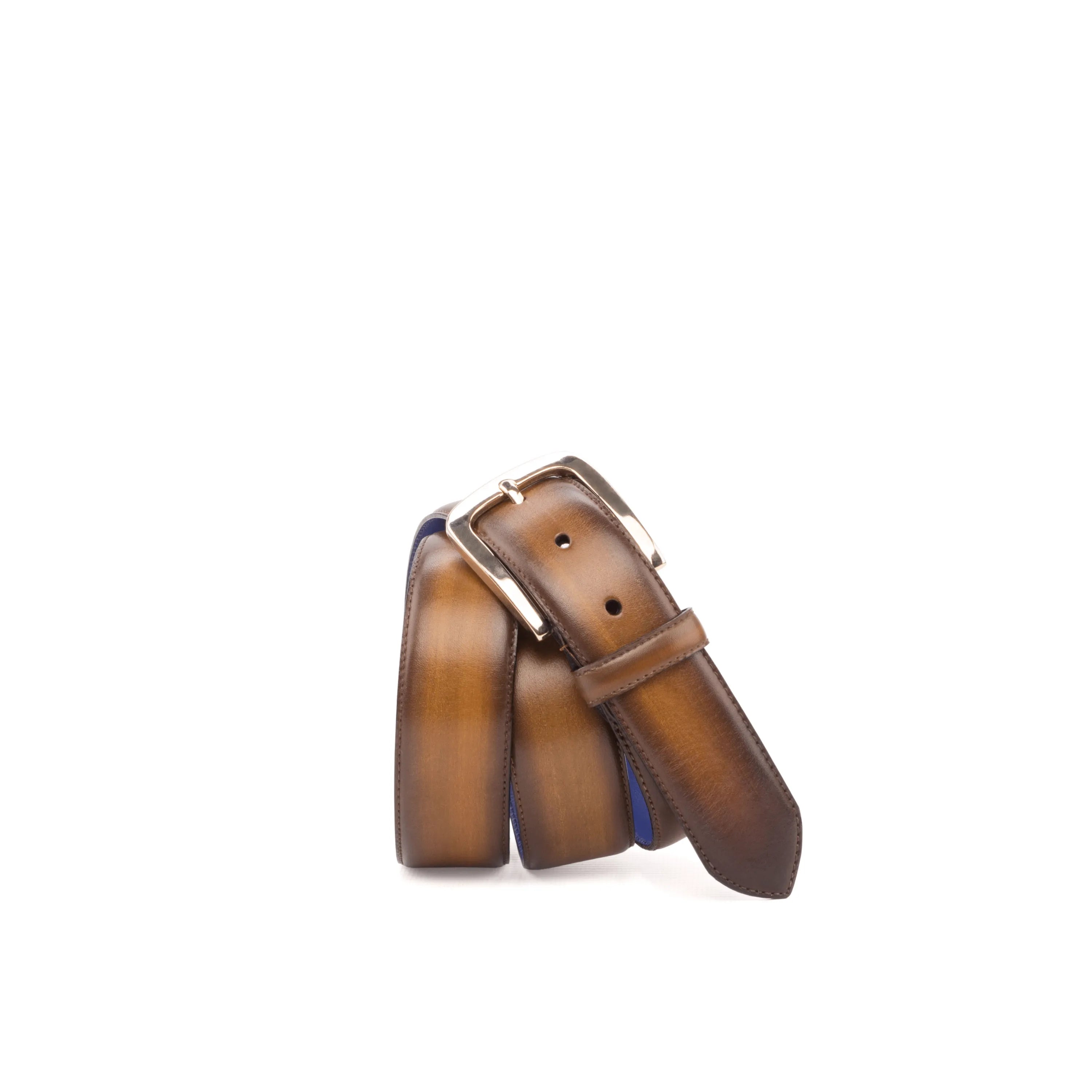 Hiob Patina Hamptons brown leather belt with gold buckle