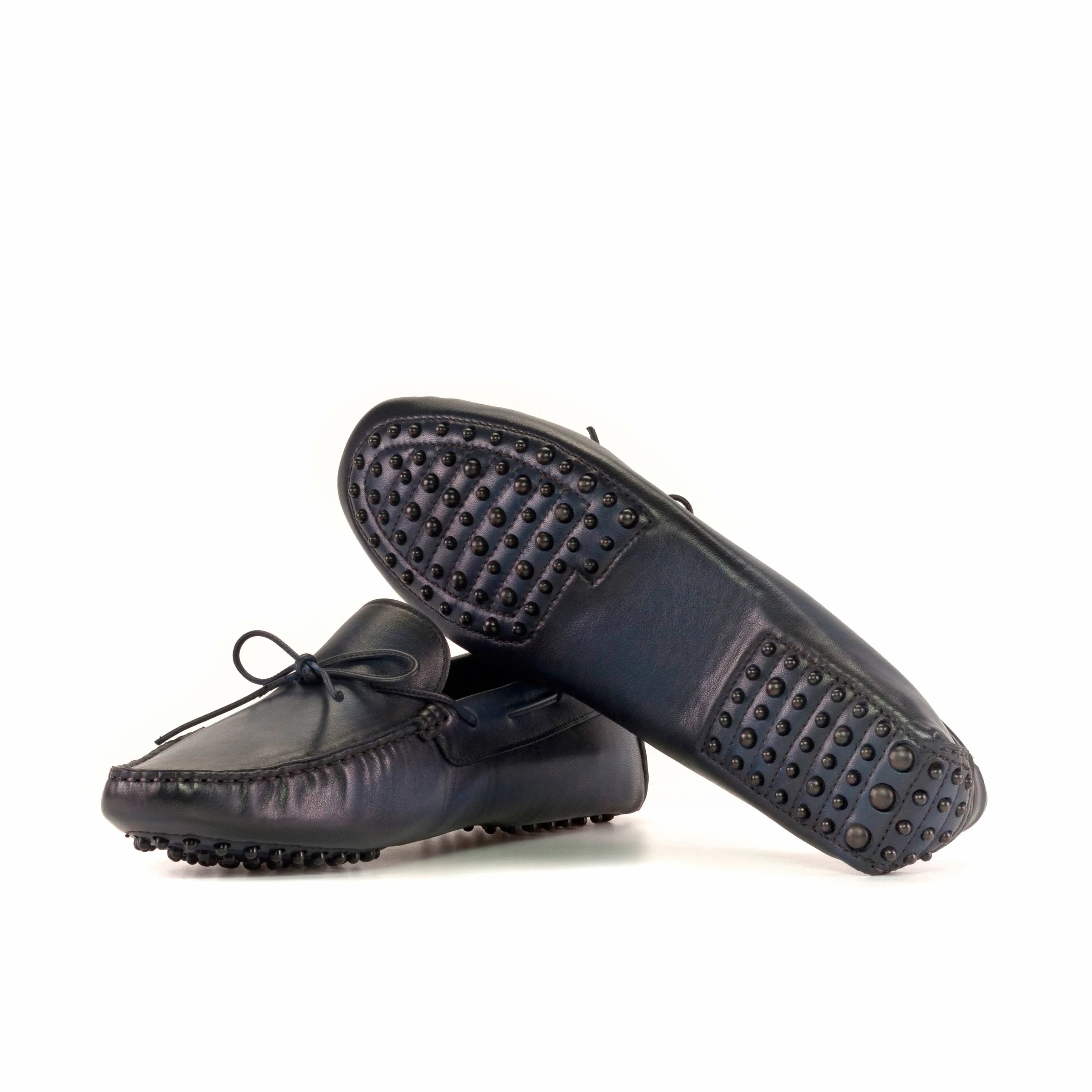 Imperial Driver black leather driving shoes with hand-painted patina