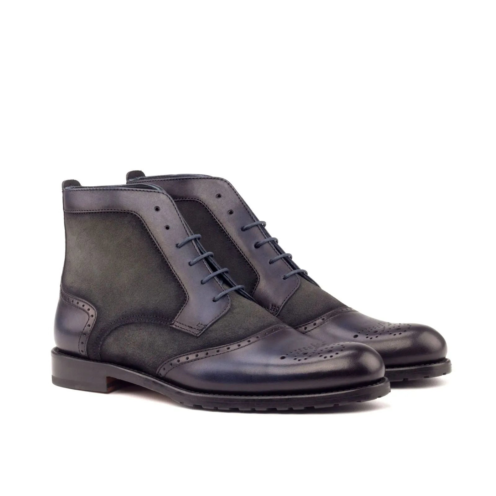 Lauren Ladies Brogue boots in leather and suede wingtip design