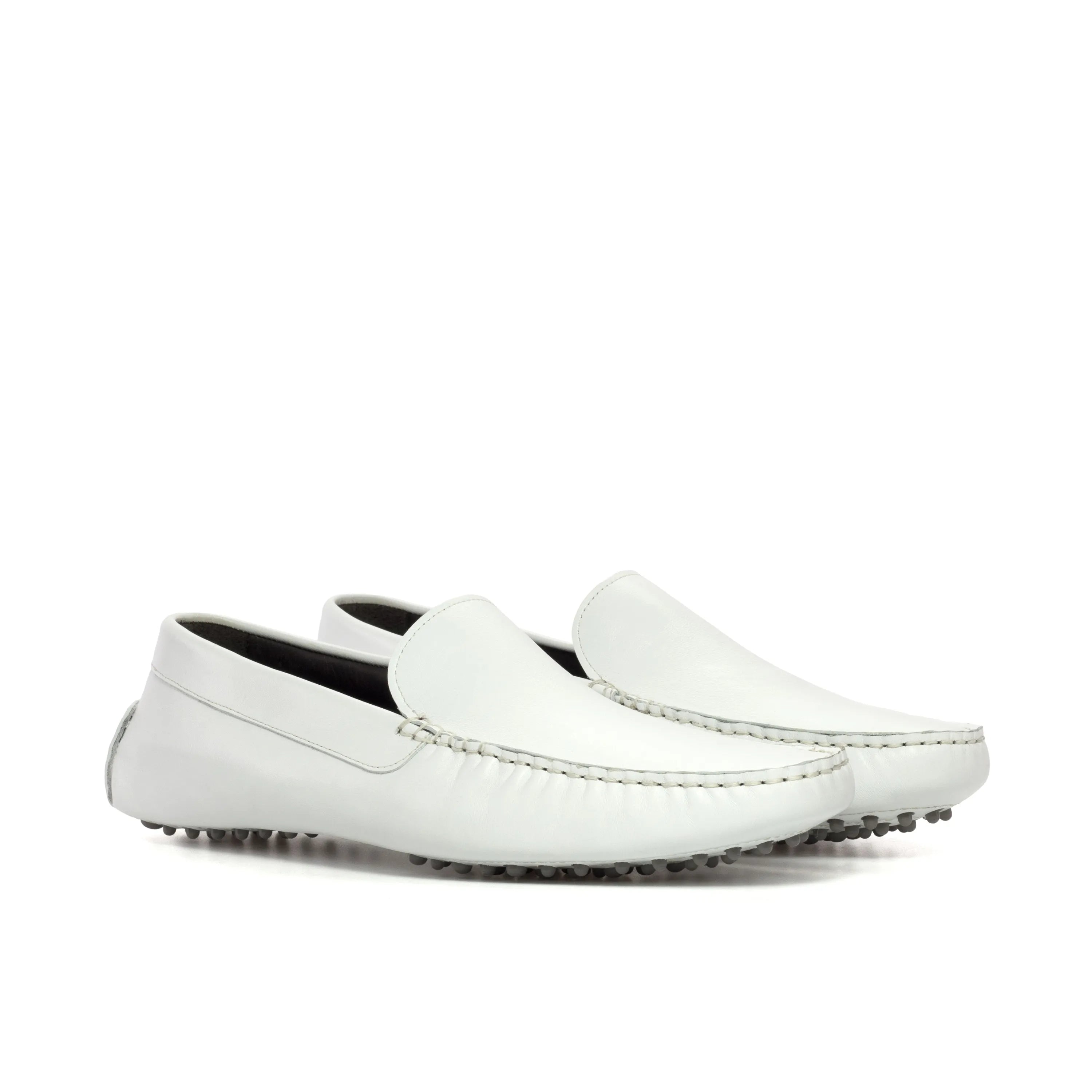 Lincoln RD Driver white leather driving loafers