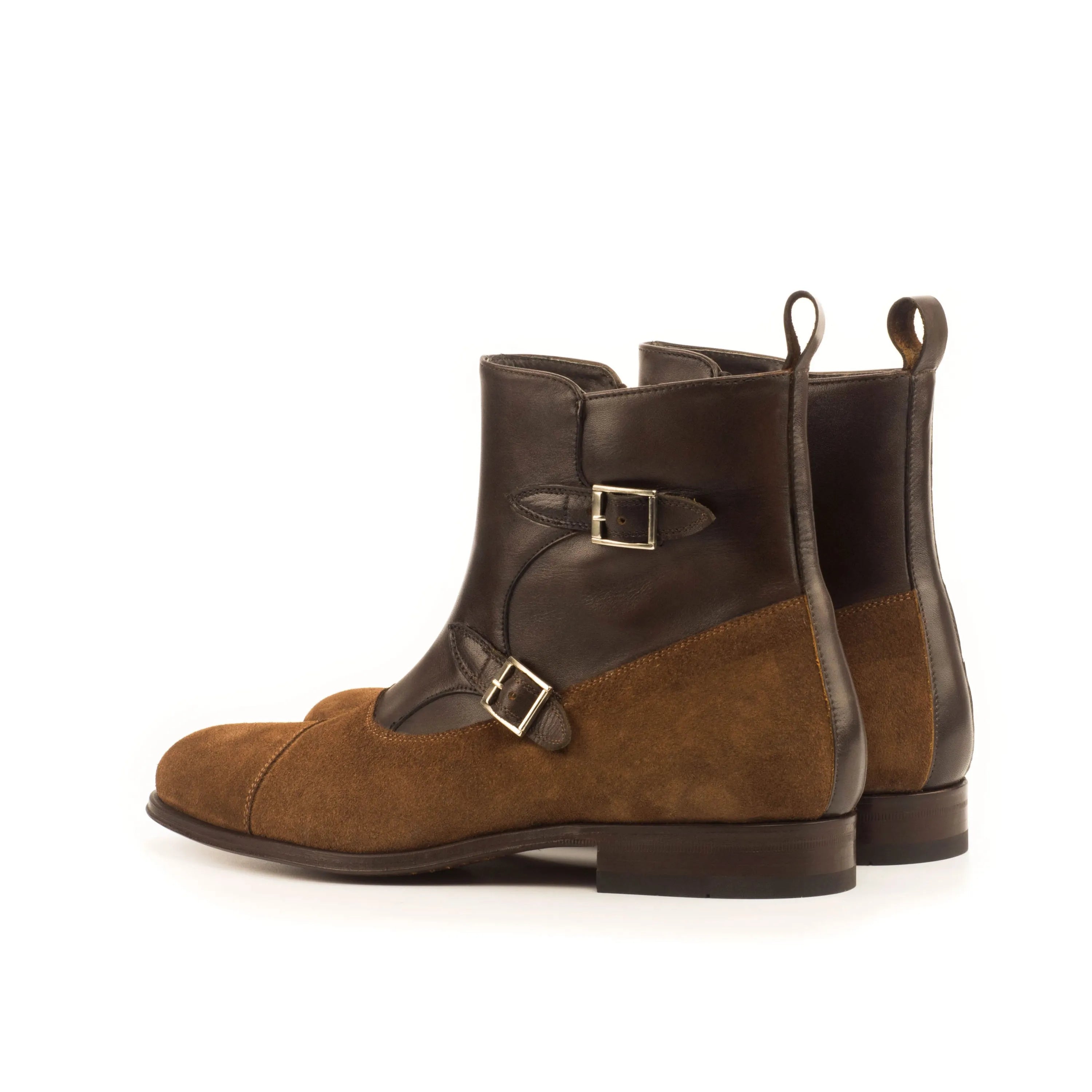 Macha Octavian boots in brown leather and suede with buckle