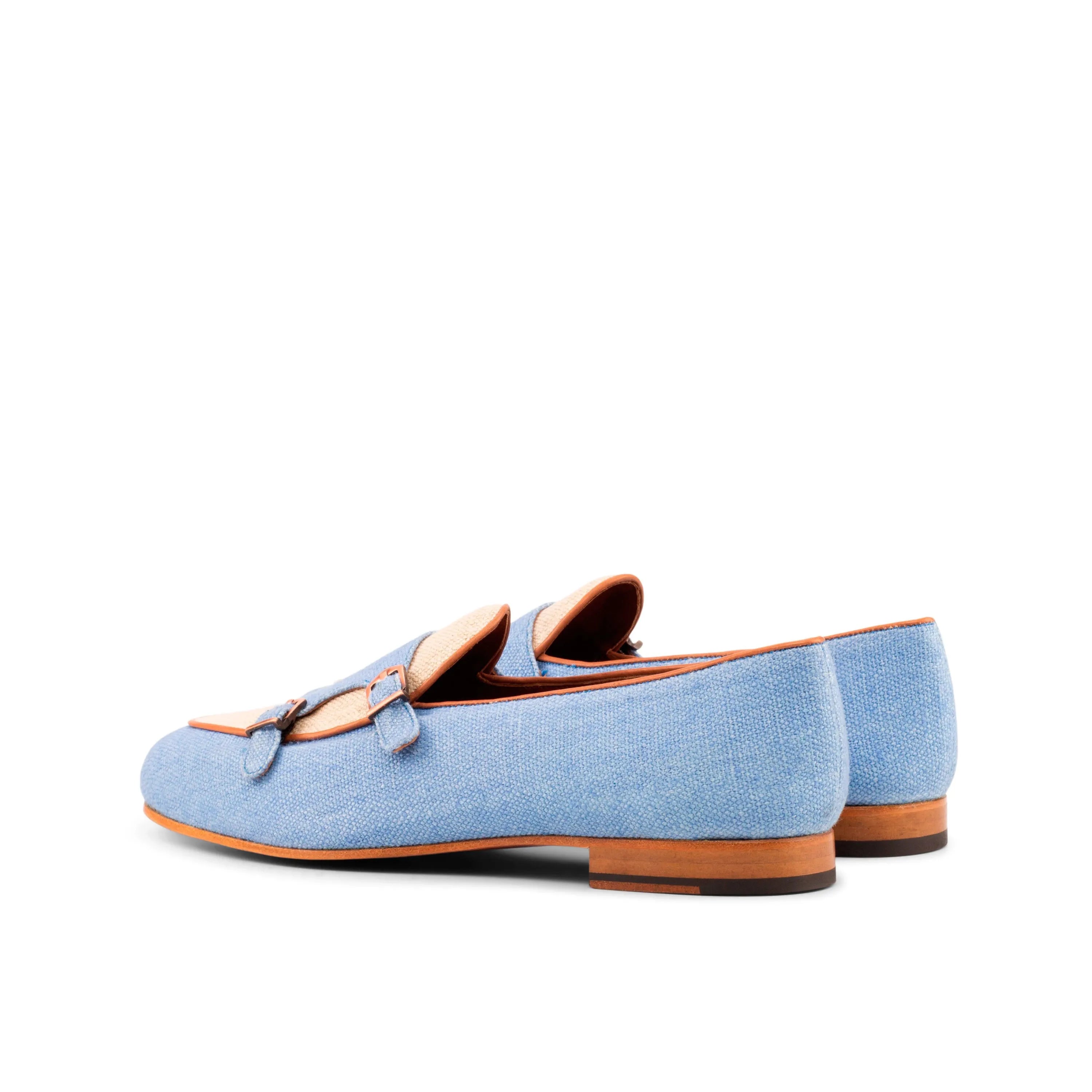Marcodan Belgian monk slipper in light blue monk strap loafers