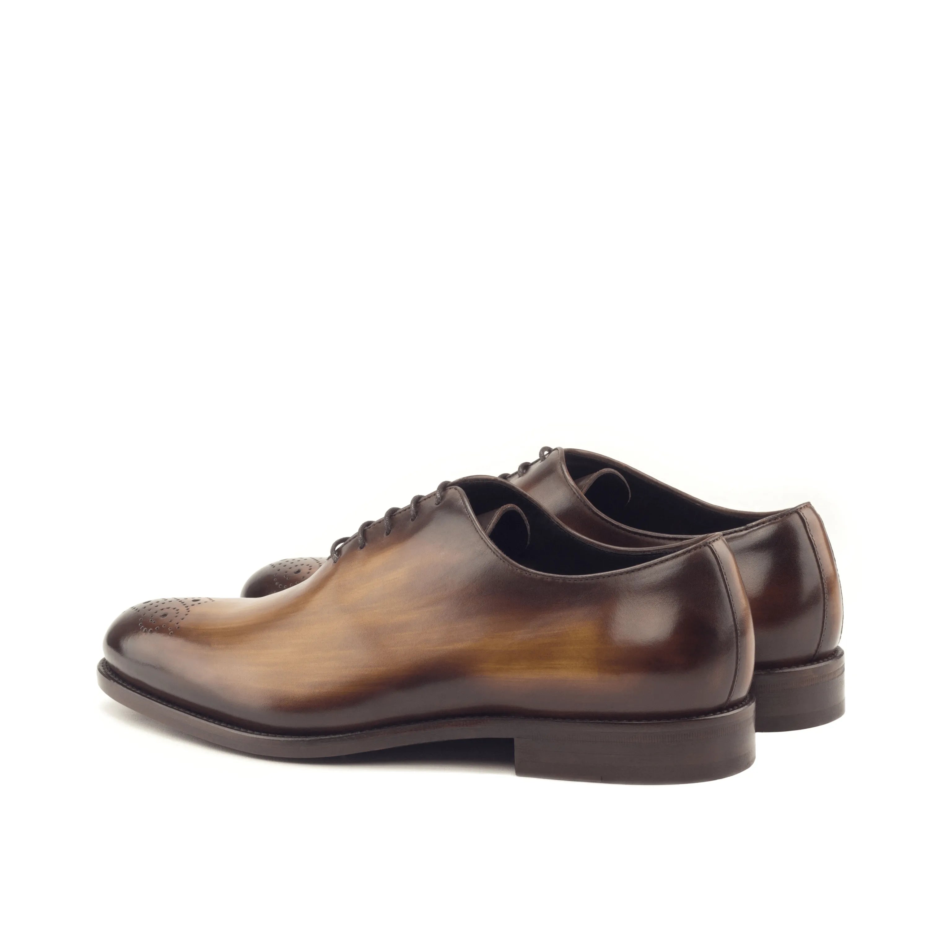 Mario whole cut patina brown leather dress shoes for men