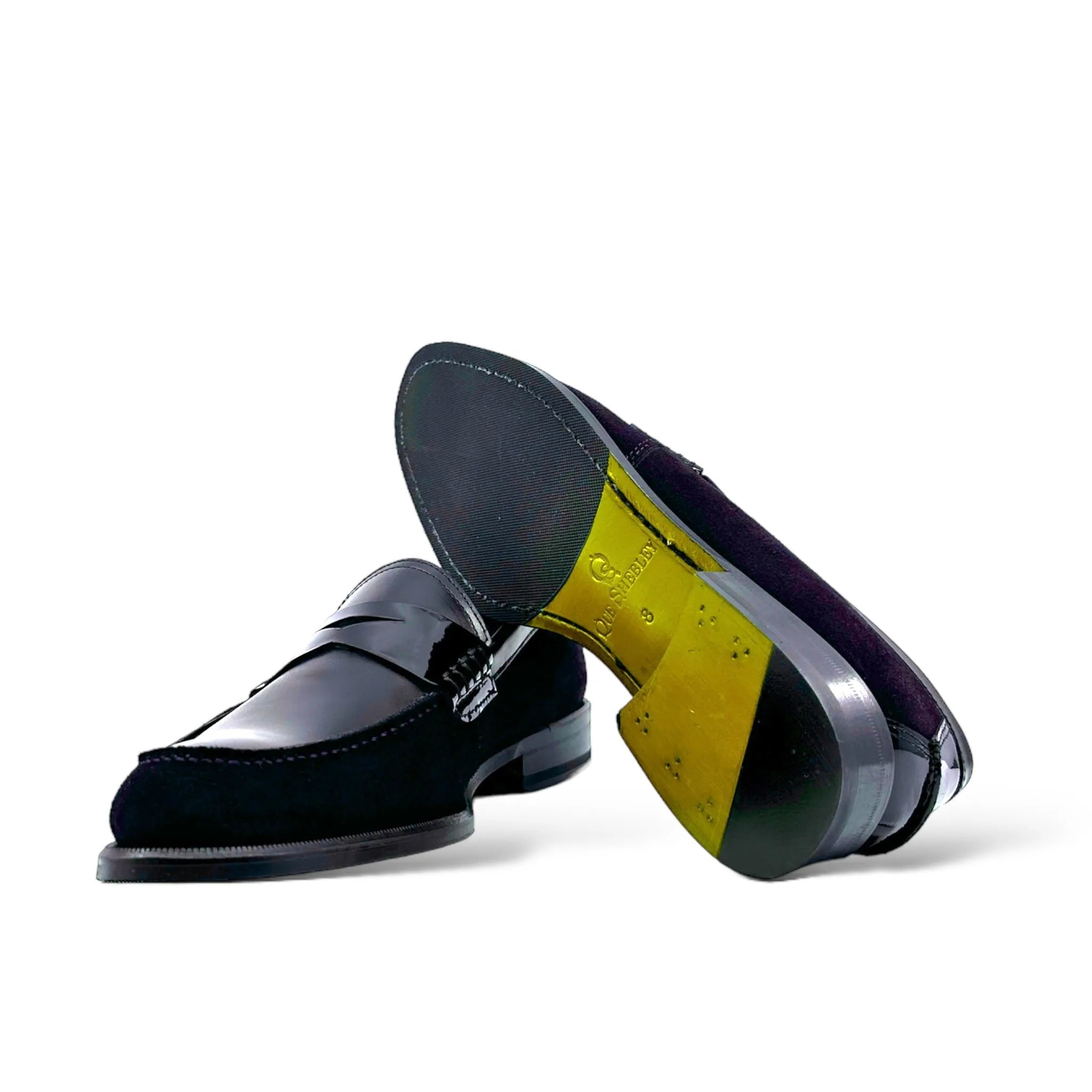 Marisool ladies loafers in black leather and suede