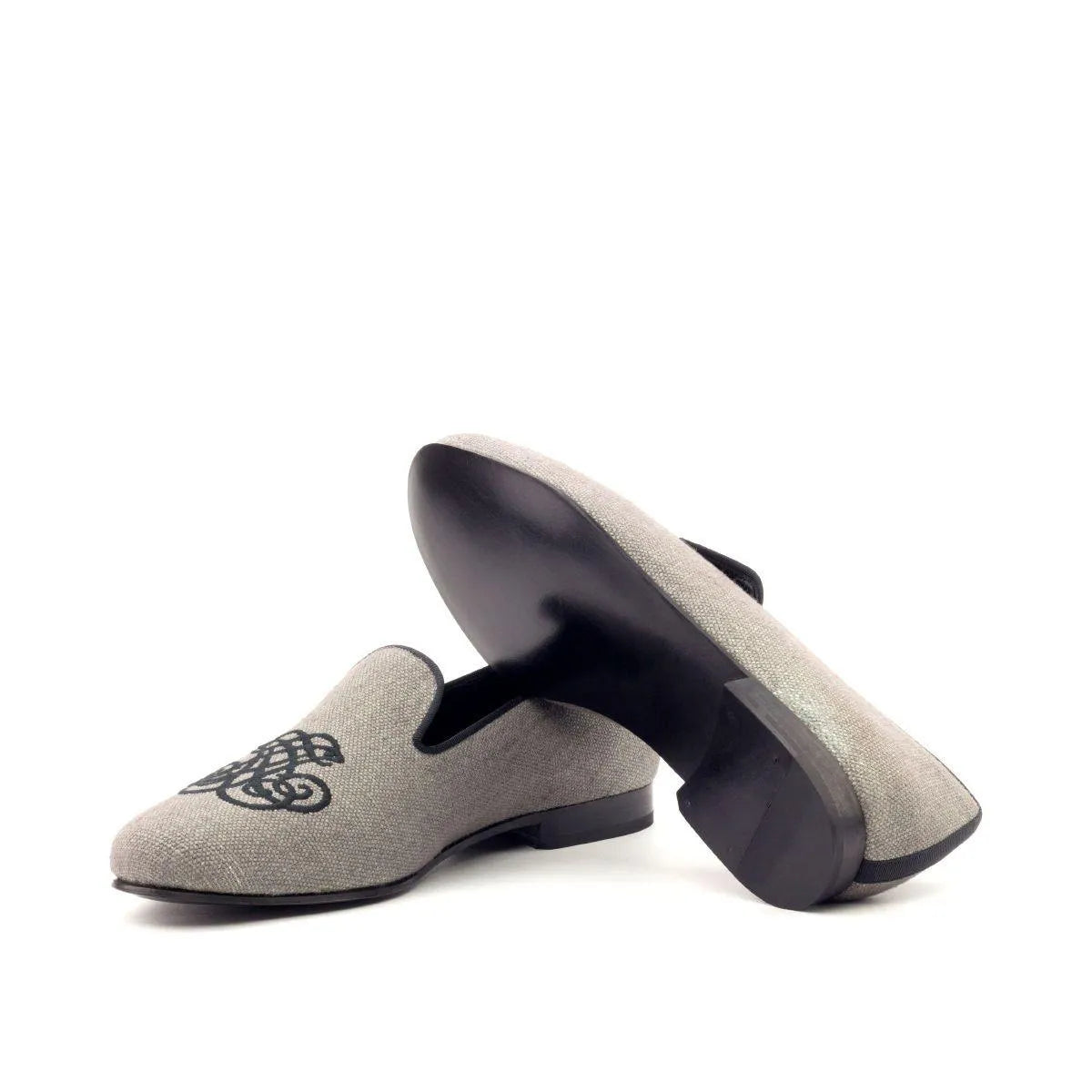 Gray embroidered loafers on Ocean9 Wellington Slipon