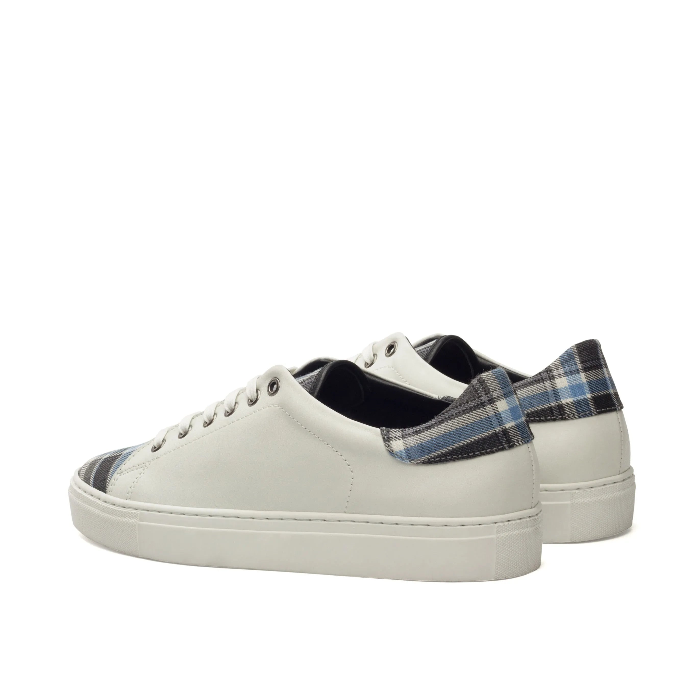 White Oldy Trainer Sneaker with plaid accents on leather