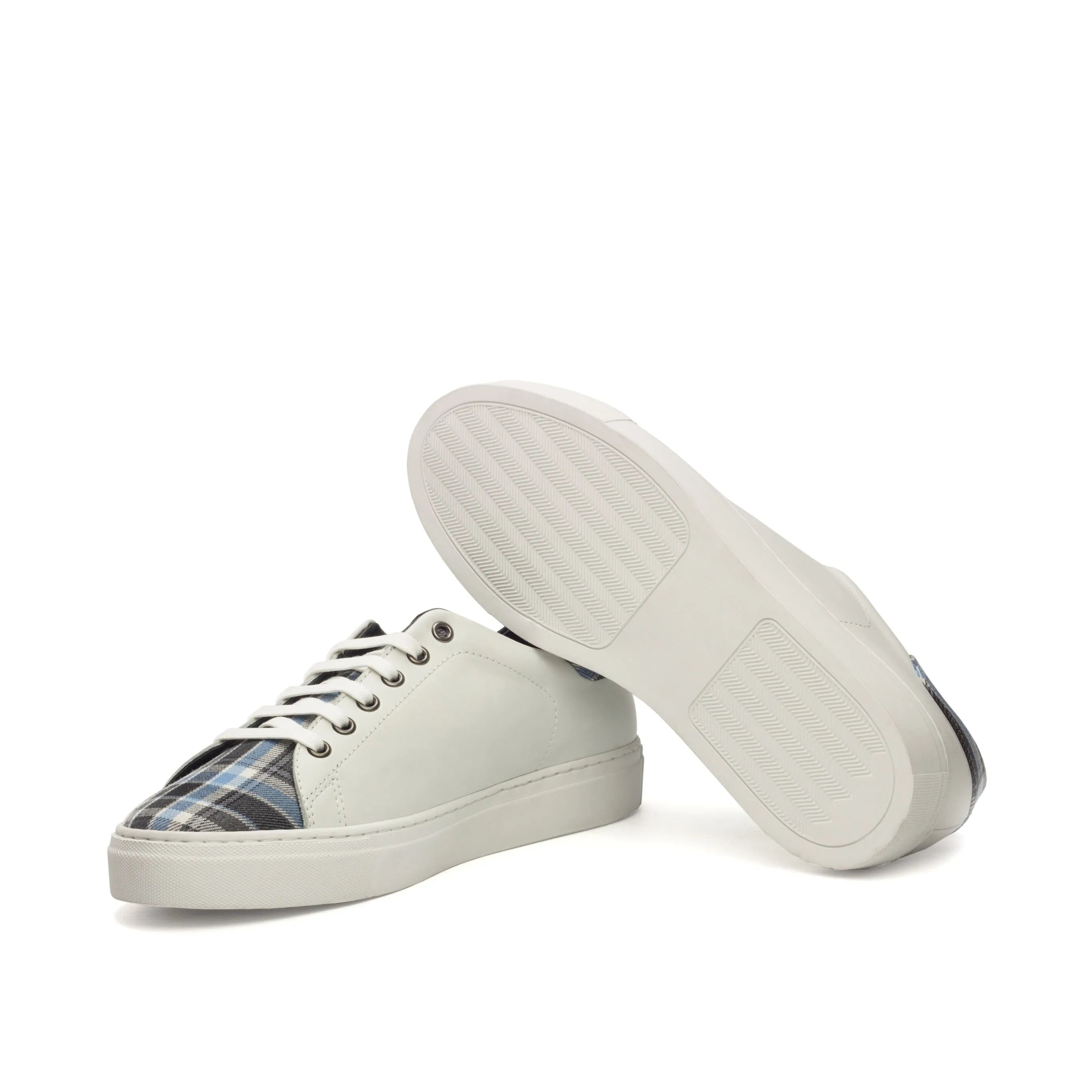 White Oldy Trainer Sneaker with plaid toe detail