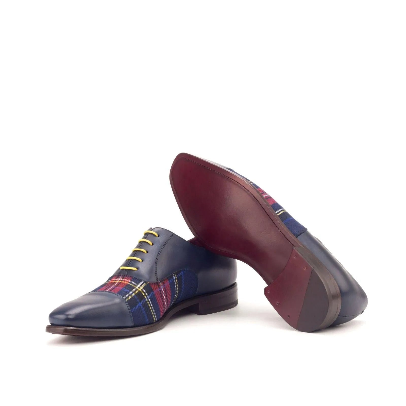 Blue leather and plaid Oliver Oxford shoes