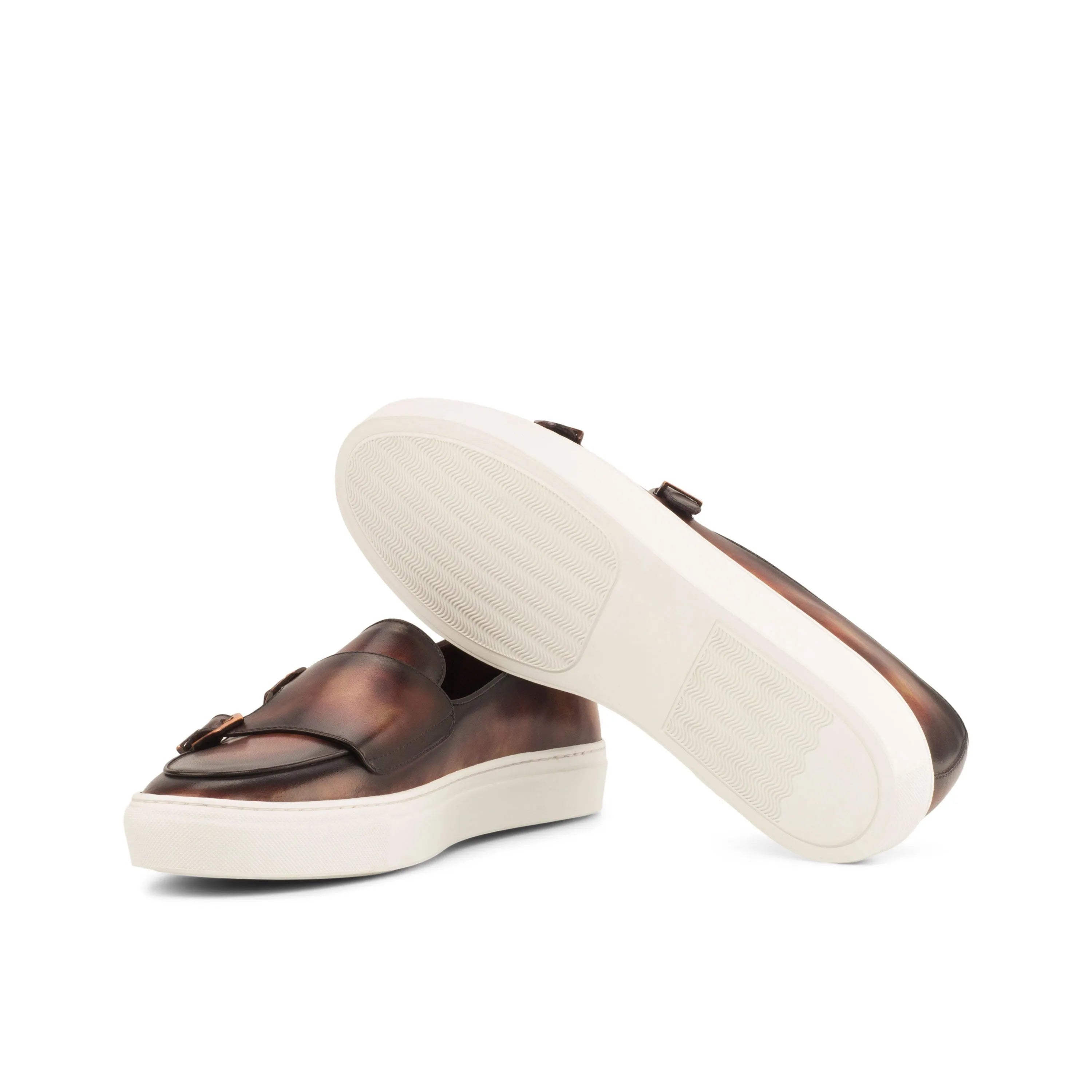 Patrina Patina monk sneaker II in brown calf leather double monk