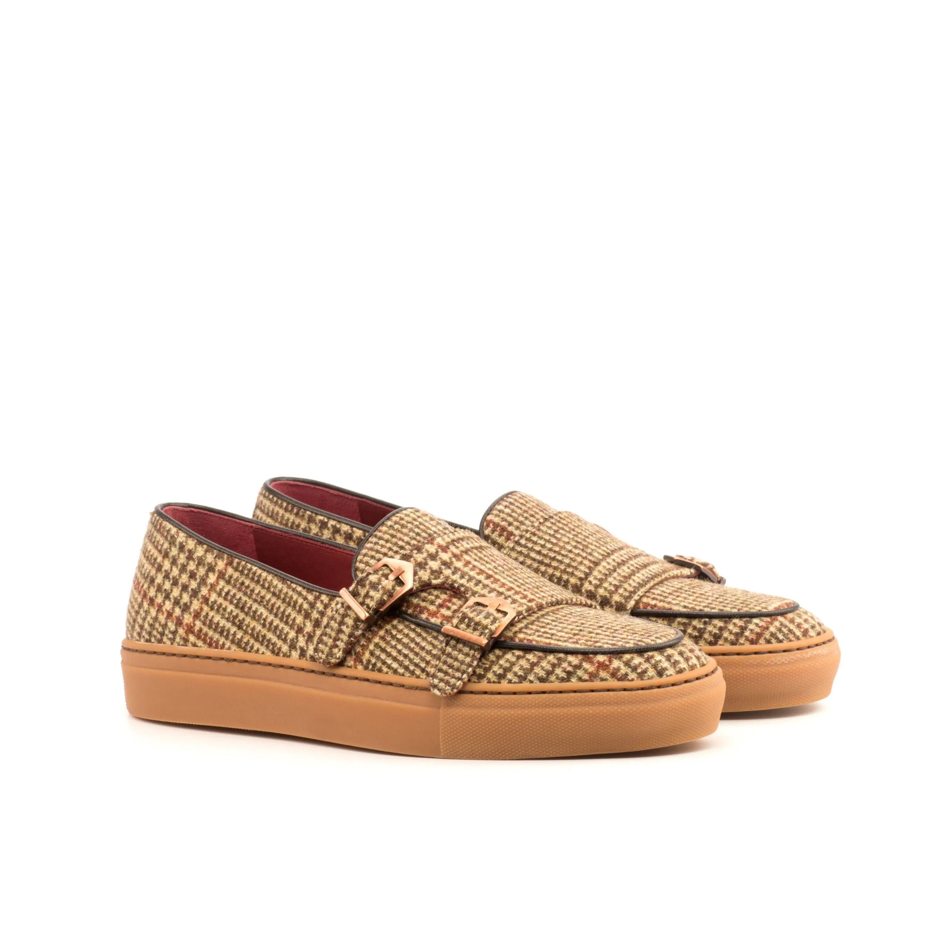 Paz Monk Sneaker: tweed double monk trainer sneakers back view