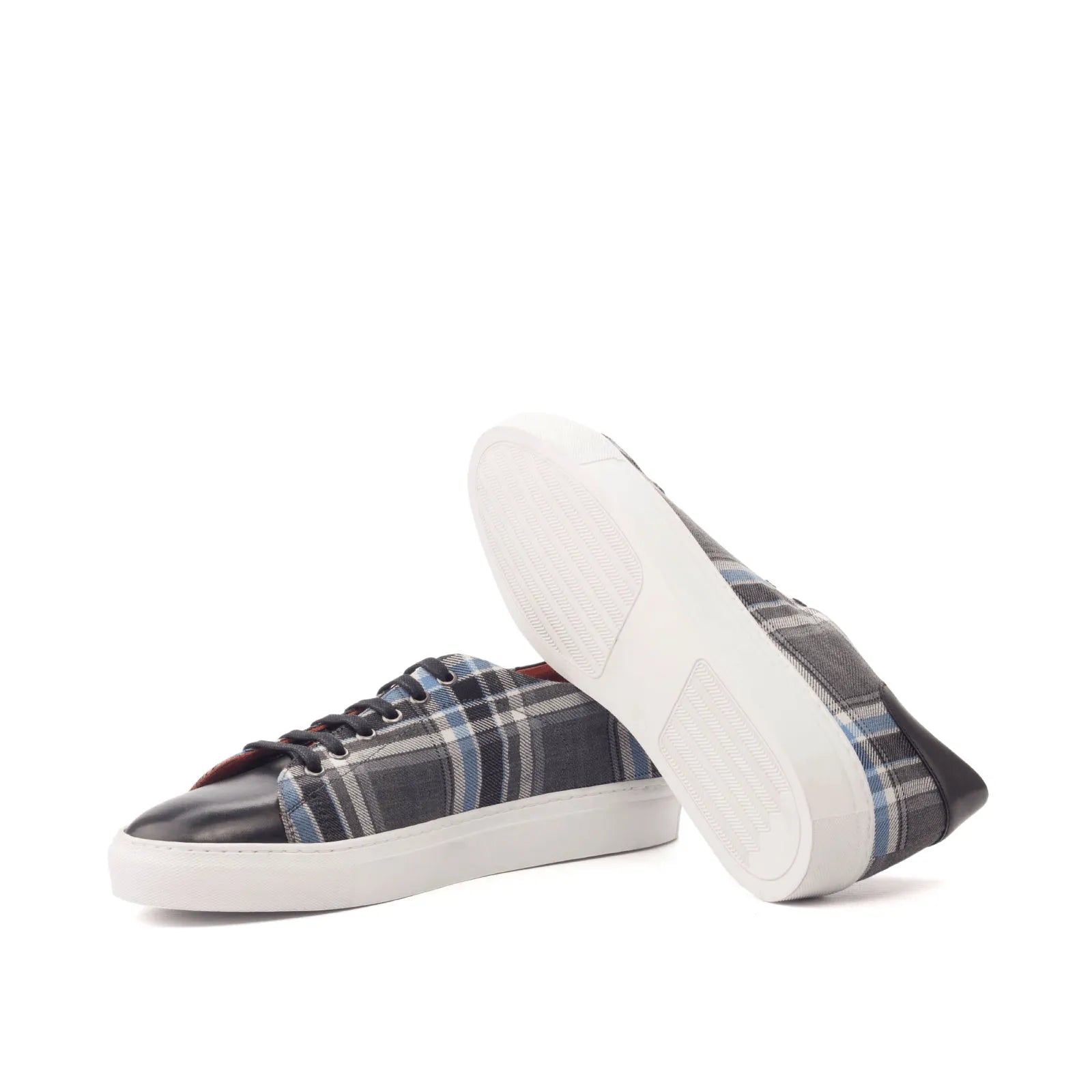 Pele trainer sneaker in plaid patterned leather with cupsole