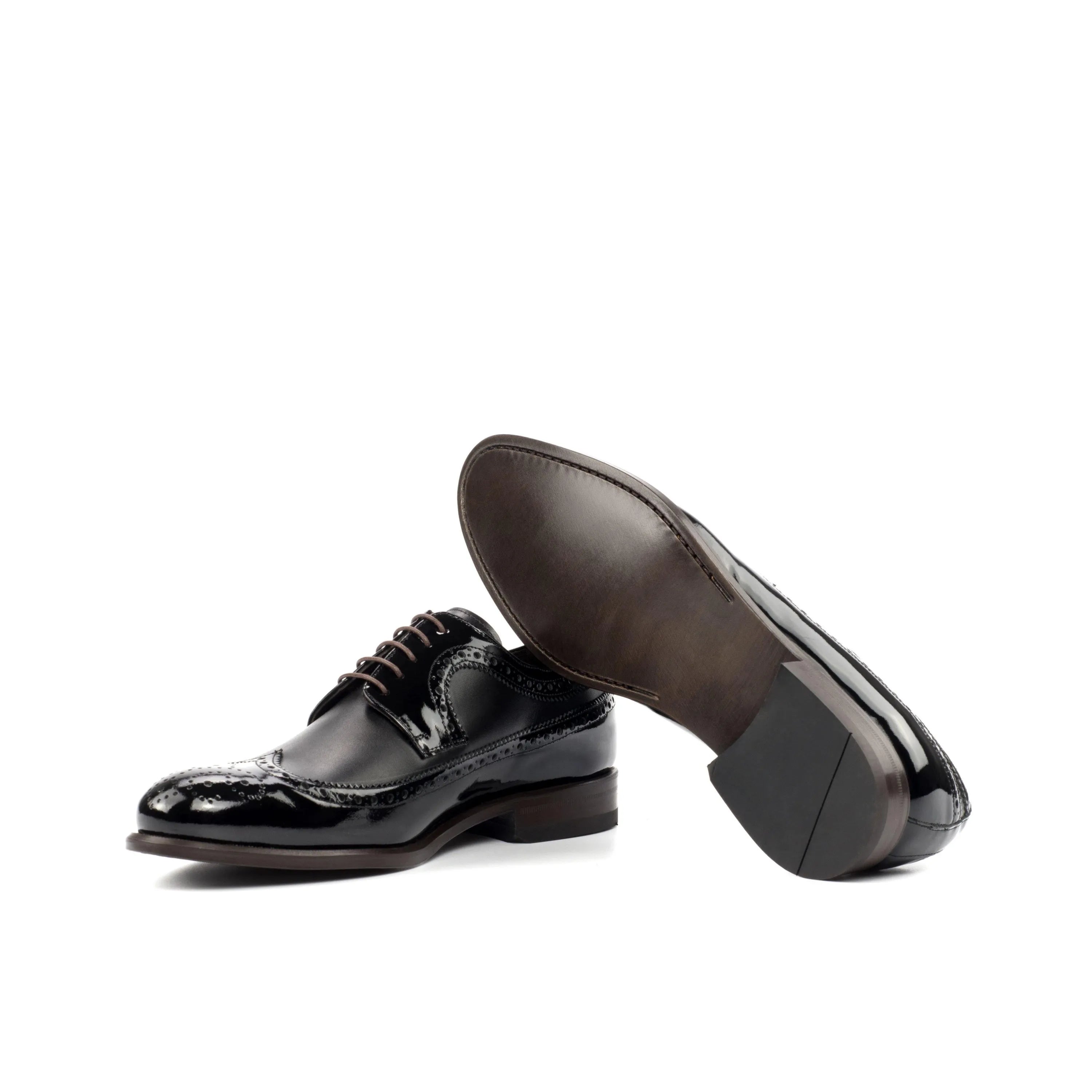 Shiny black Peter Longwing Blucher shoes pair